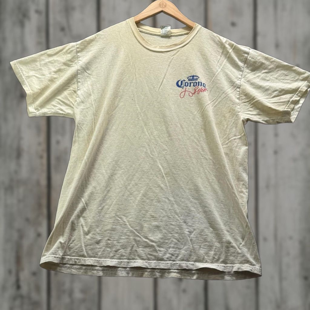 Logo 7 Corona Shirt Mens L Beige Graphic Tee Logo Crewneck Short Sleeve Size US L / EU 52-54 / 3 - 1 Thumbnail