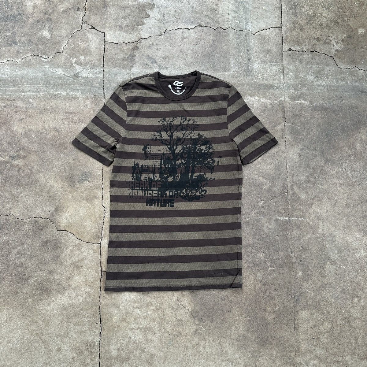 Japanese Brand QS Japanese Stripe Brown Printed Tee Size US M / EU 48-50 / 2 - 1 Thumbnail