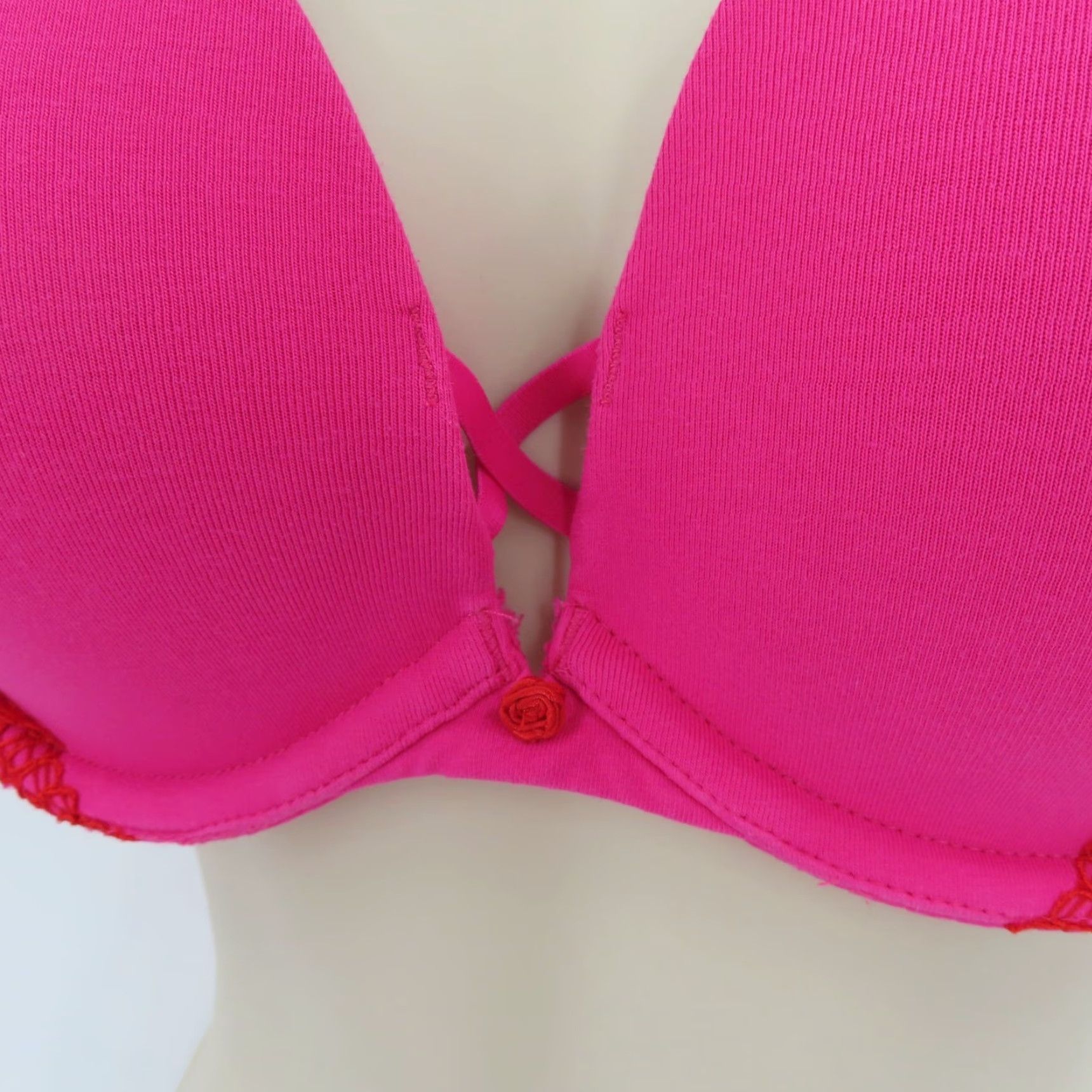 Pinko Cacique Bra 36DD Pink Lace Underwire Padded Lined Plunge T-Shirt Cup DD Womens Adult 36 Size ONE SIZE - 4 Thumbnail