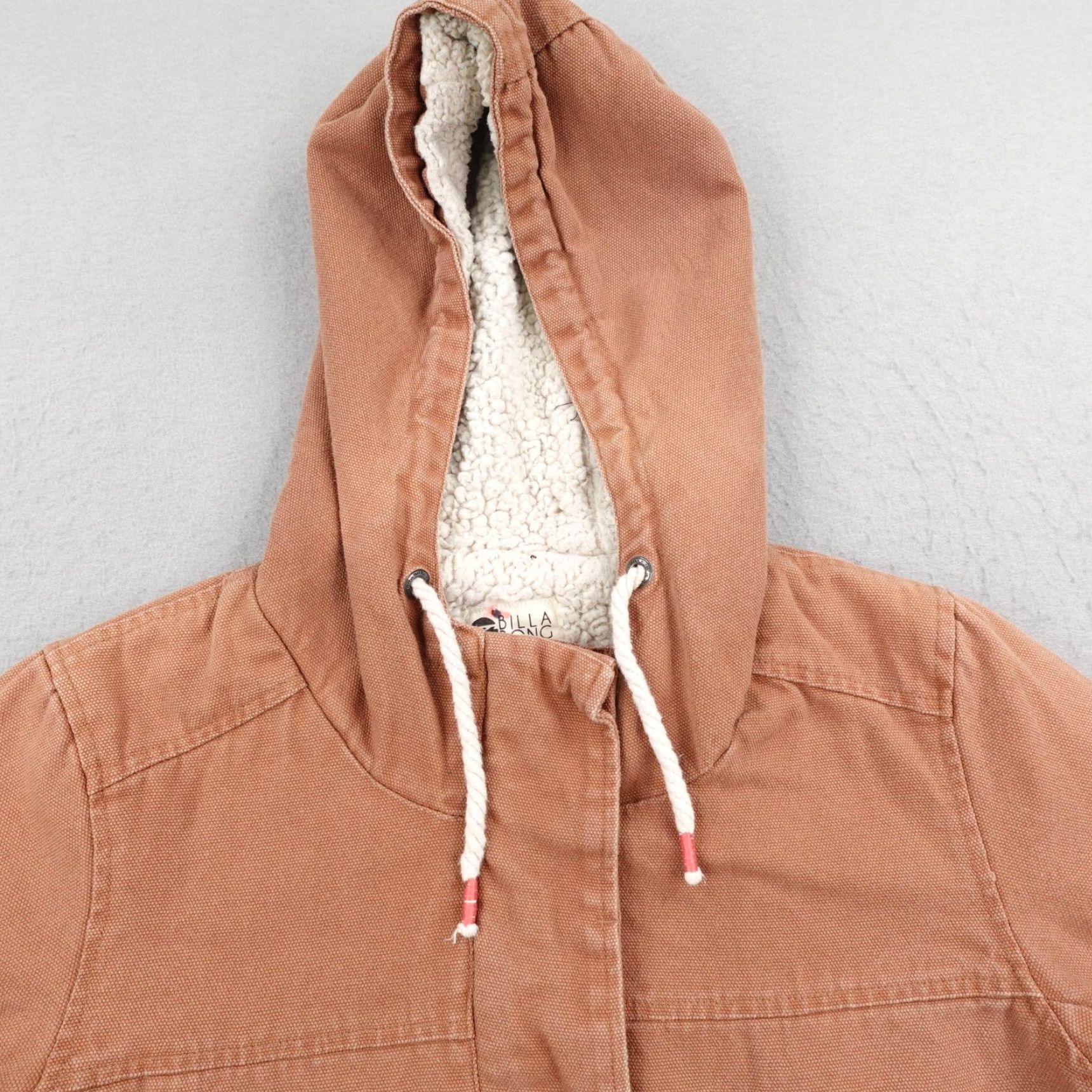 Billabong Billabong Jacket Womens Small Brown Canvas Sherpa Lined Parka Zip Up Cotton Barn Coat Size S / US 4 / IT 40 - 2 Thumbnail