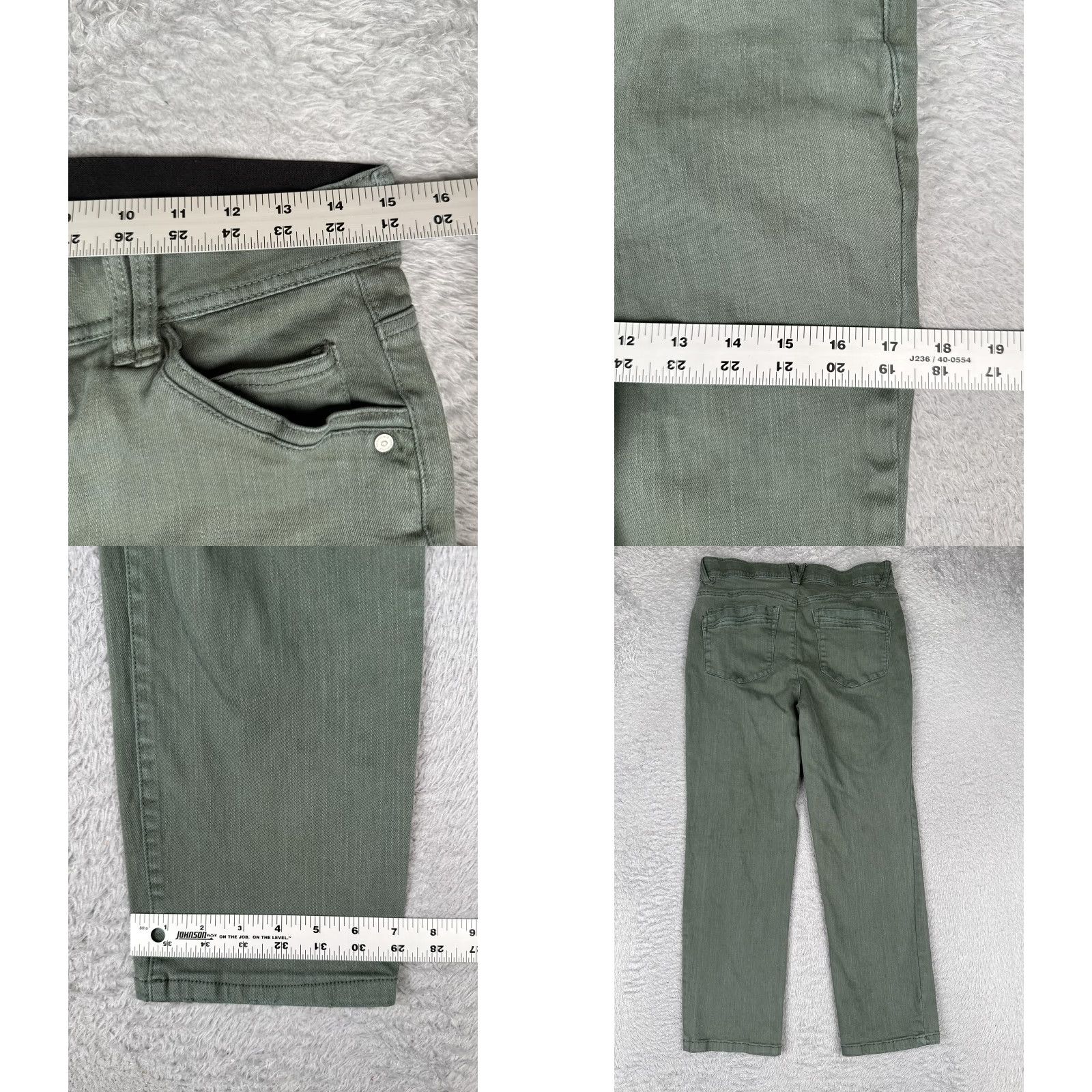 Vintage Democracy Jeans Cropped Womens 8 Green Mid Rise Stretch Denim 29x26 Pants Size 30" / US 8 / IT 44 - 9 Thumbnail