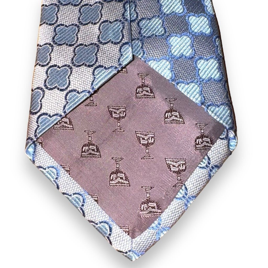Other Dion Neckwear Light Blue Clover 100% Silk Handmade Tie Size ONE SIZE - 4 Thumbnail