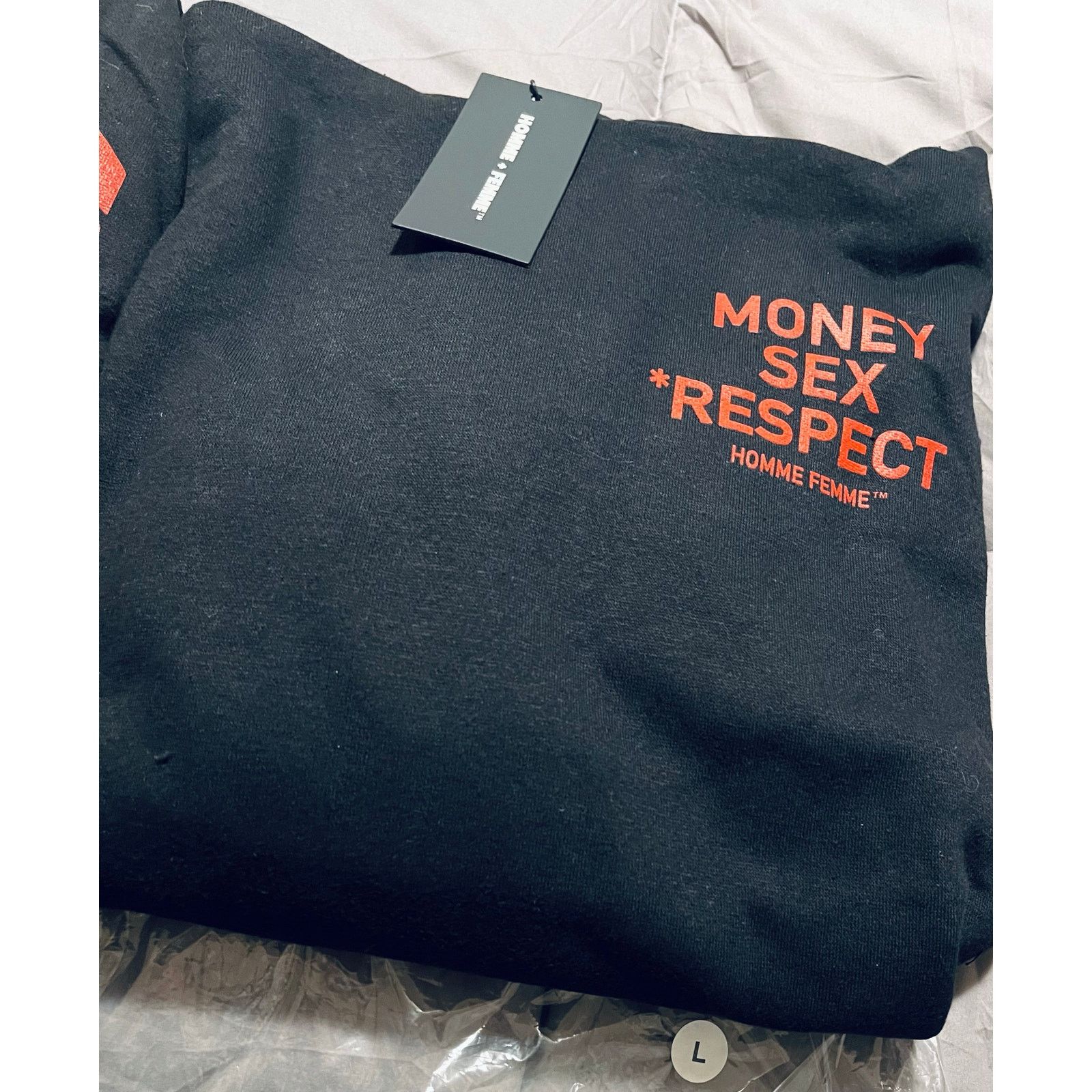 Homme + Femme La •NWT• Homme + Femme LA Black w/ Red Money Sex Respect Hoodie Size US L / EU 52-54 / 3 - 5 Thumbnail
