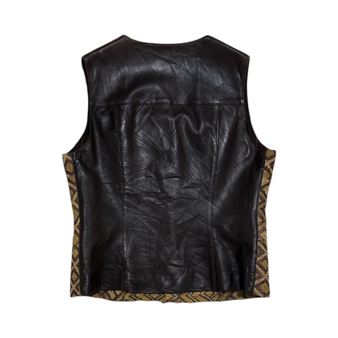 Hermes Vintage Hermès Kuba Vest Lamb Leather Raphia craft Rare Size M / US 6-8 / IT 42-44 - 2 Thumbnail