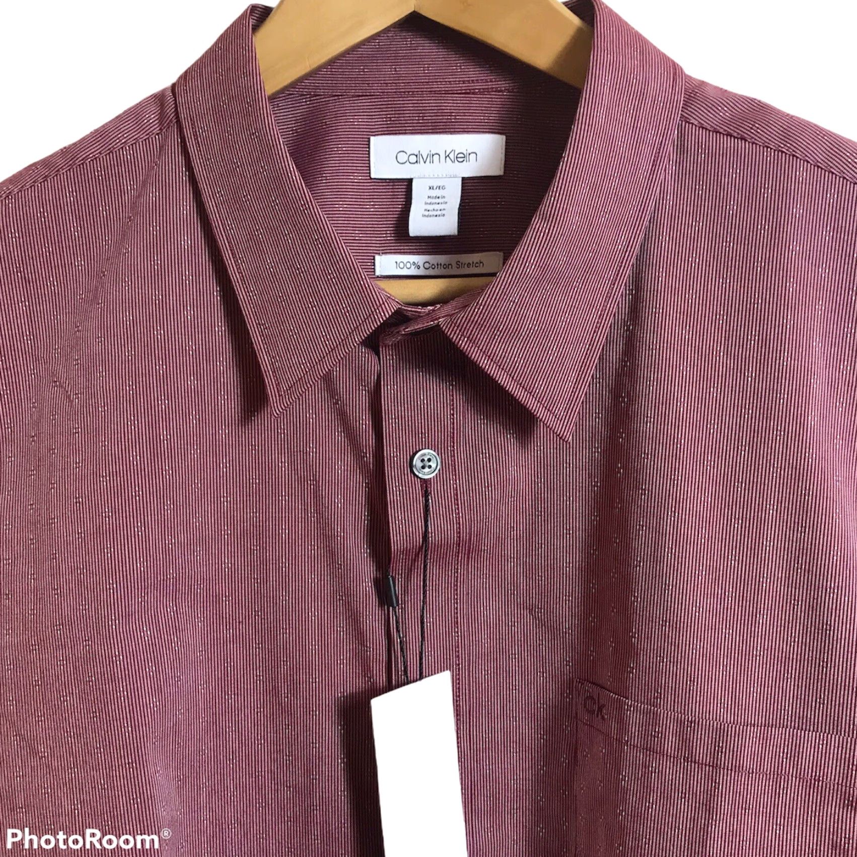 Calvin Klein Calvin Klein Shirt Men XL Long Sleeve Button-Up Red Stripe Deep Lava New Size US XL / EU 56 / 4 - 3 Thumbnail