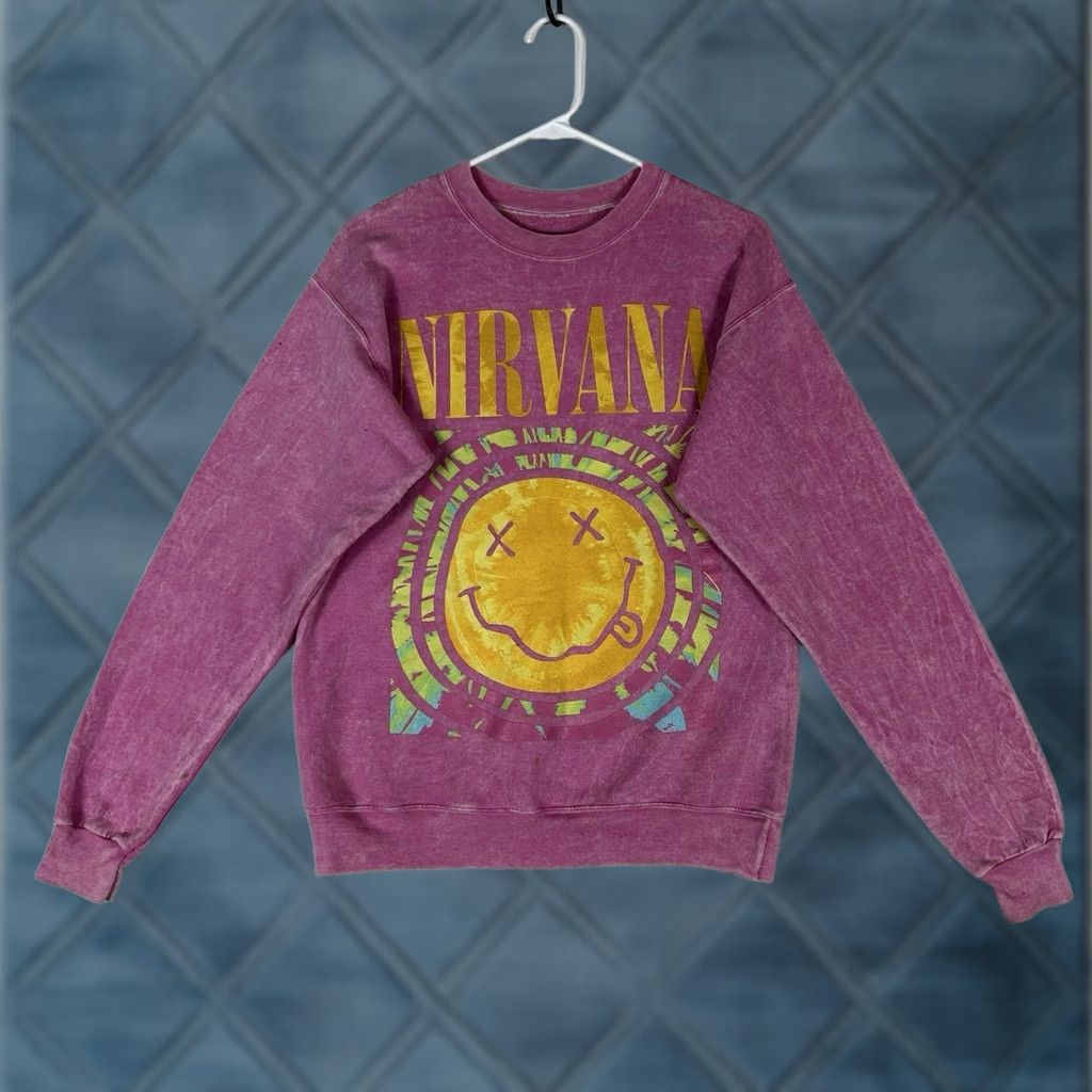 Pinko Nirvana Graphic Smiley Sweatshirt Women's Small Pink Crew Pullover Long Sleeve Size S / US 4 / IT 40 - 1 Thumbnail