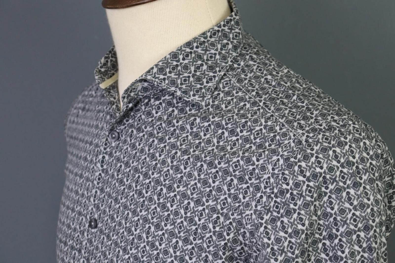 Designer Tintoria Mattei 954 Slim Luxury Printed Shirt Size 40 Size US M / EU 48-50 / 2 - 8 Thumbnail