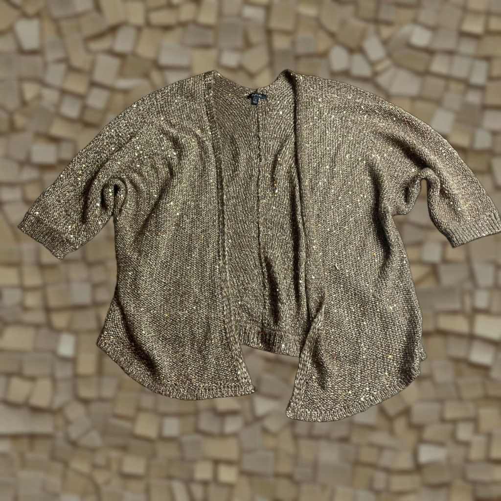 Apt. 9 Apt. 9 Sweater Cardigan Women's M Gold Sequin Open Casual Layering Sweater Womens Size M / US 6-8 / IT 42-44 - 1 Thumbnail