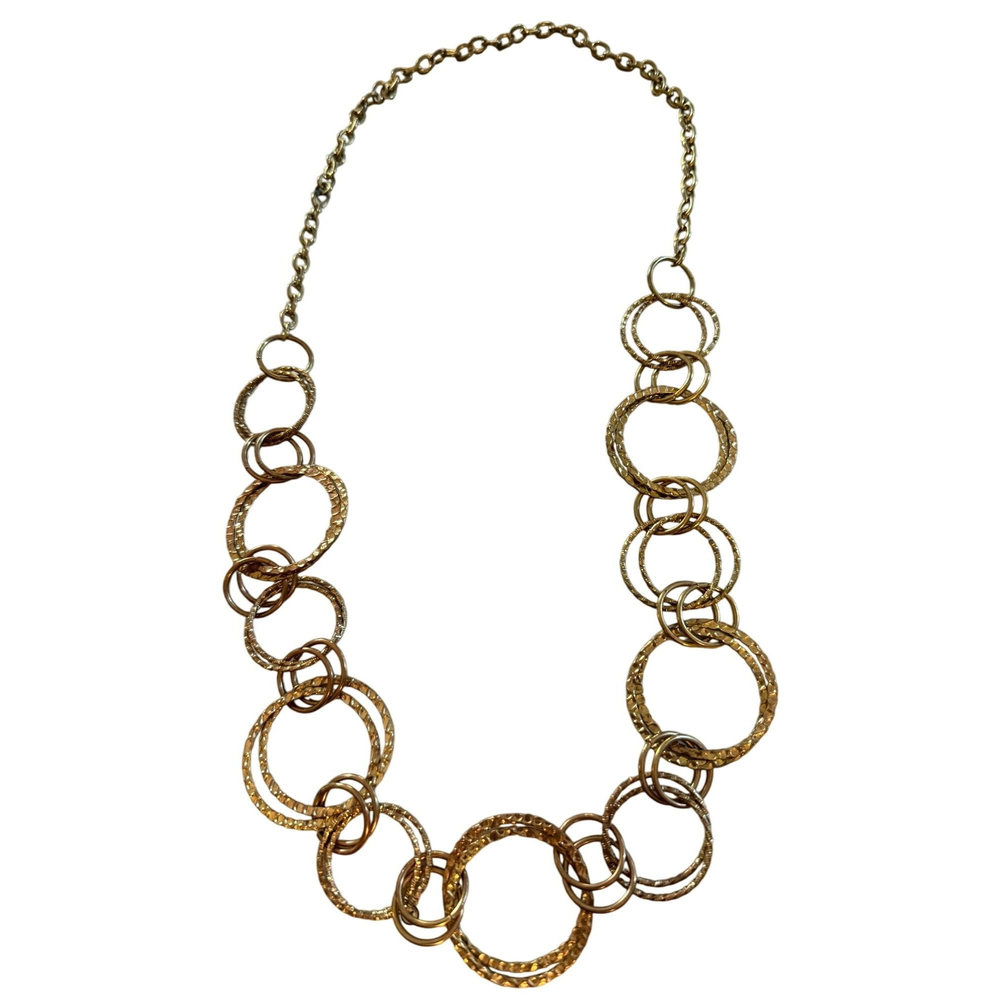 Other Vintage Chunky Gold-Tone Hammered Circle Link Chain Necklace Size ONE SIZE - 1 Thumbnail