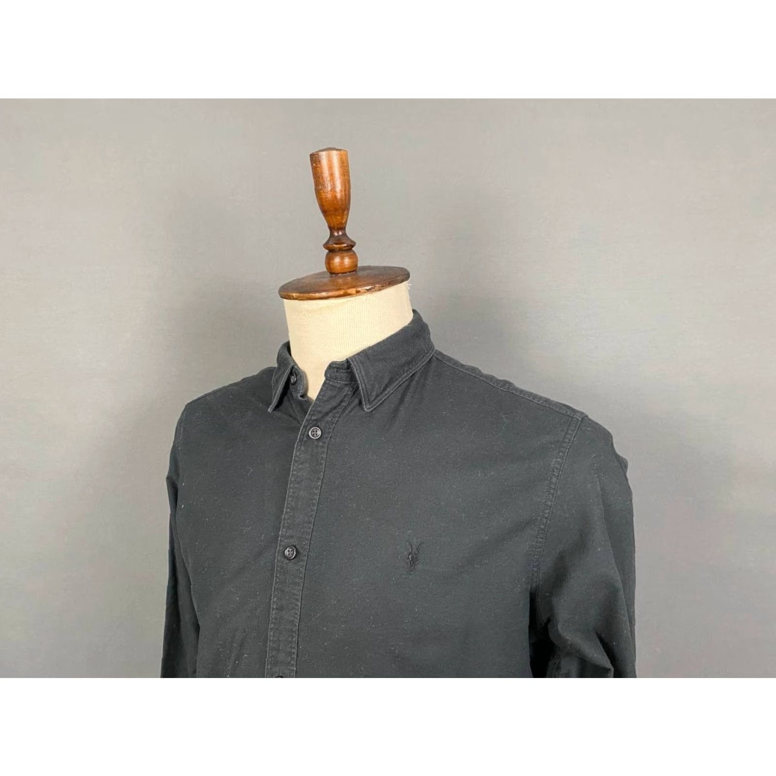 Allsaints AllSaints Mens Button-Up Shirt M Black Long Sleeve Stretch Casual Shirt Size US M / EU 48-50 / 2 - 7 Thumbnail