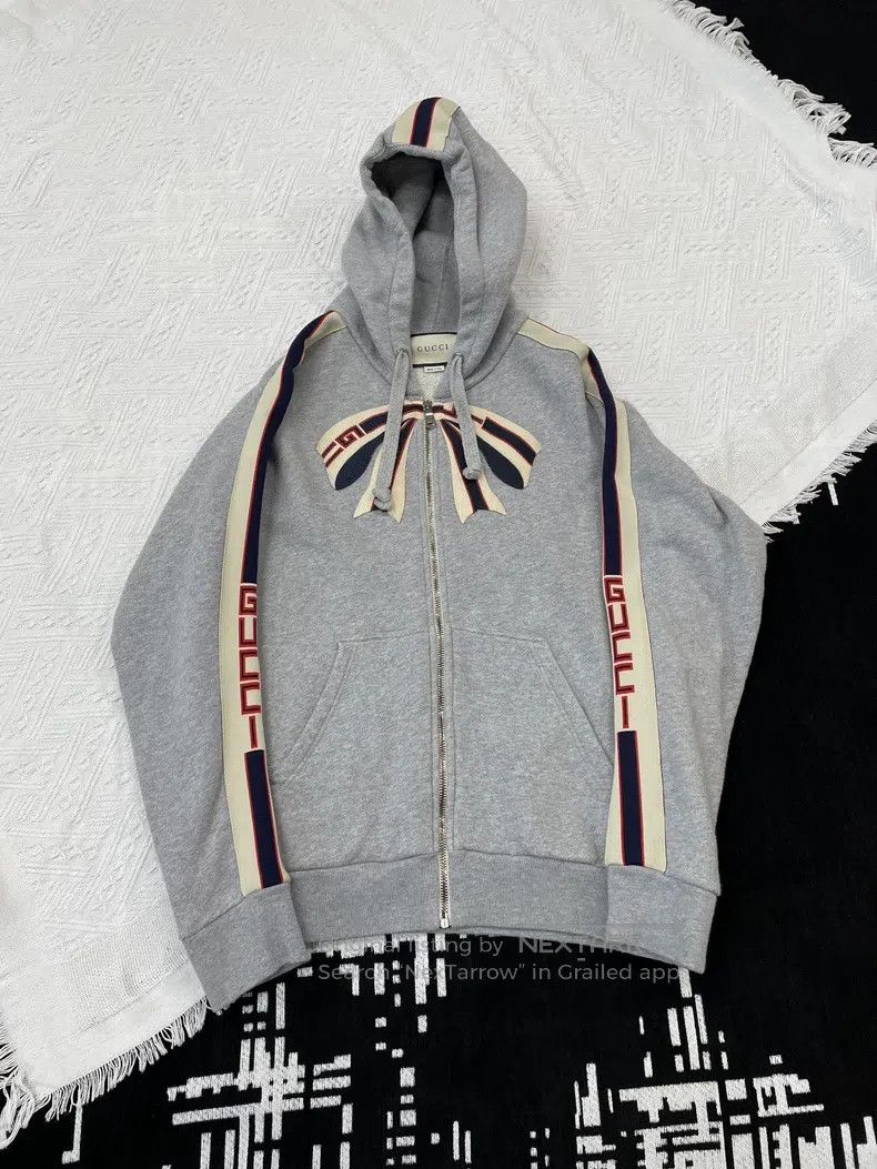 Gucci Gucci Grey bow letter logo hooded zipper jacket Size XS / US 0-2 / IT 36-38 - 1 Thumbnail