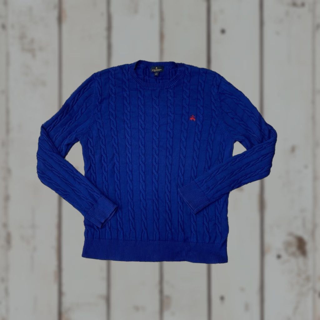 Brooks Brothers Brooks Brothers Supima Cotton Cable Knit Blue Crew Sweater Size Large Size US L / EU 52-54 / 3 - 1 Thumbnail
