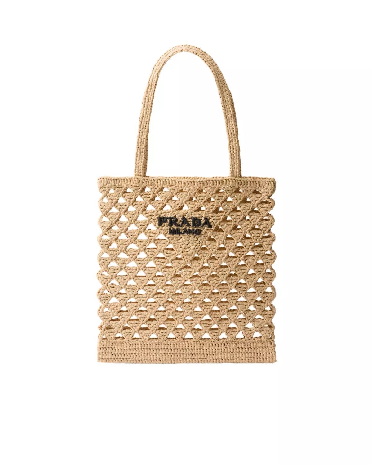 PRADA $1950 Crochet Natural Tote Bag New And Authentic
