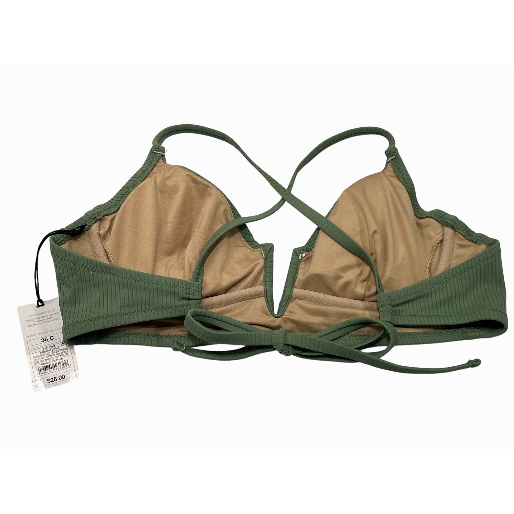 Other Shade & Shore - Women's Ribbed Longline V-Wire Bikini Top - Size ONE SIZE - 4 Thumbnail