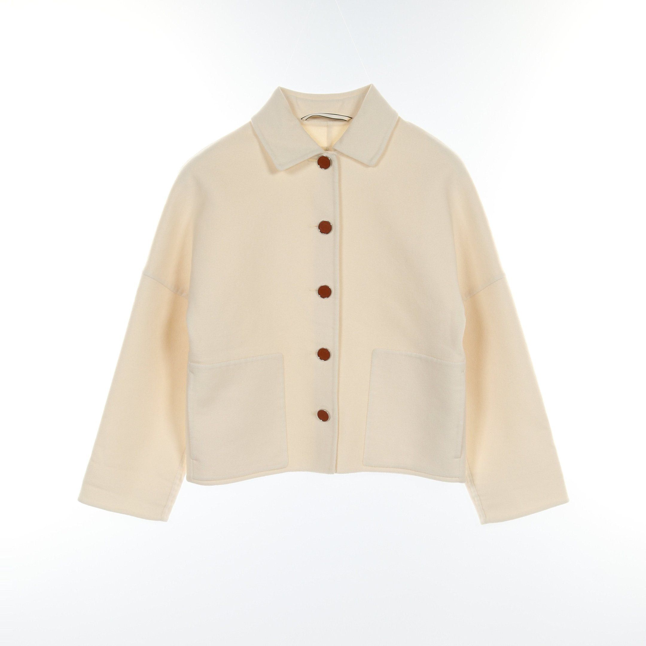 Hermes Hermes Serie Button Short Coat Jacket Cashmere Off White Size ONE SIZE - 1 Thumbnail