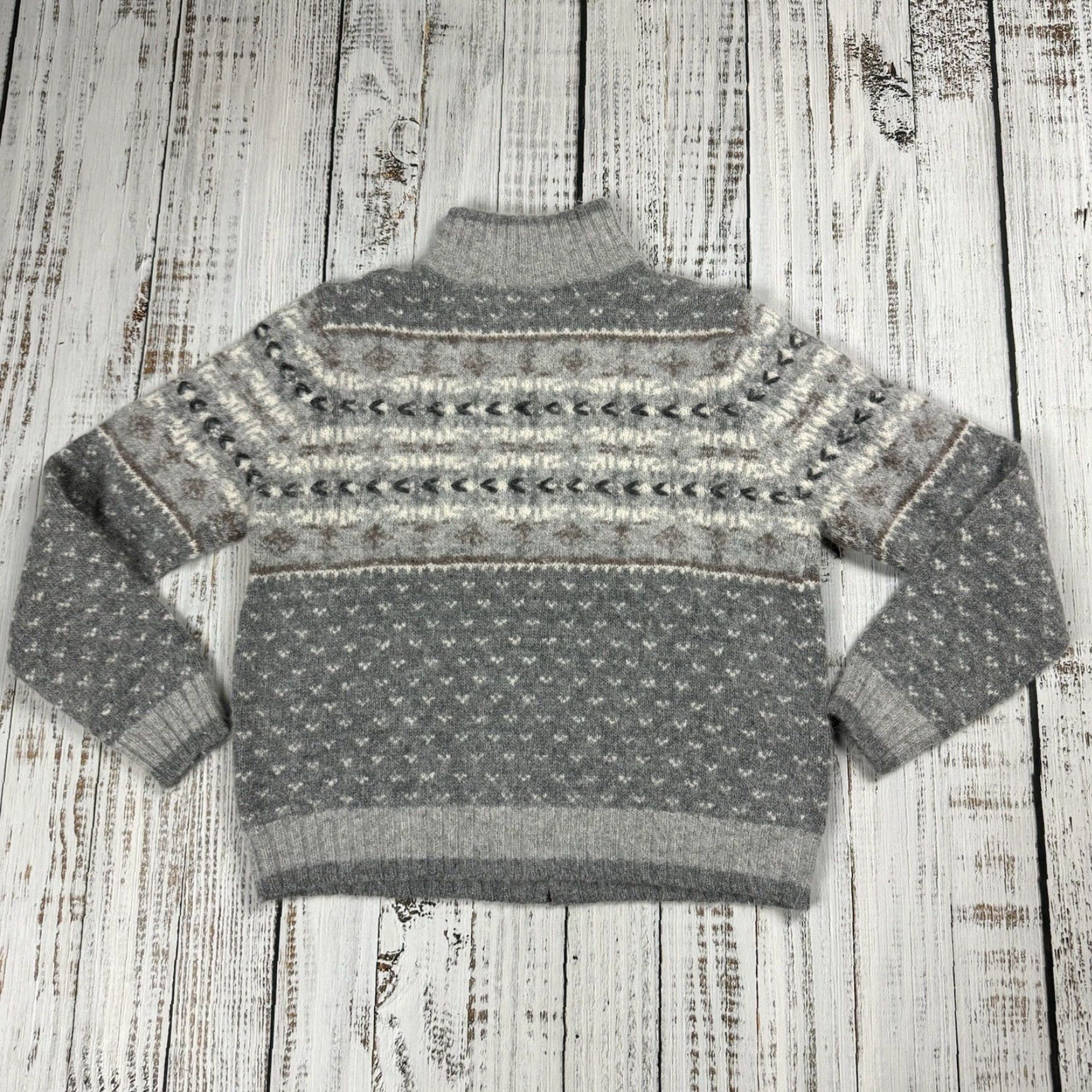 Vintage VINTAGE Valerie Stevens Petites Fair Isle Cardigan Sweater Full Zip High Neck Size PS Gray Soft Cozy Womens Size S / US 4 / IT 40 - 7 Thumbnail