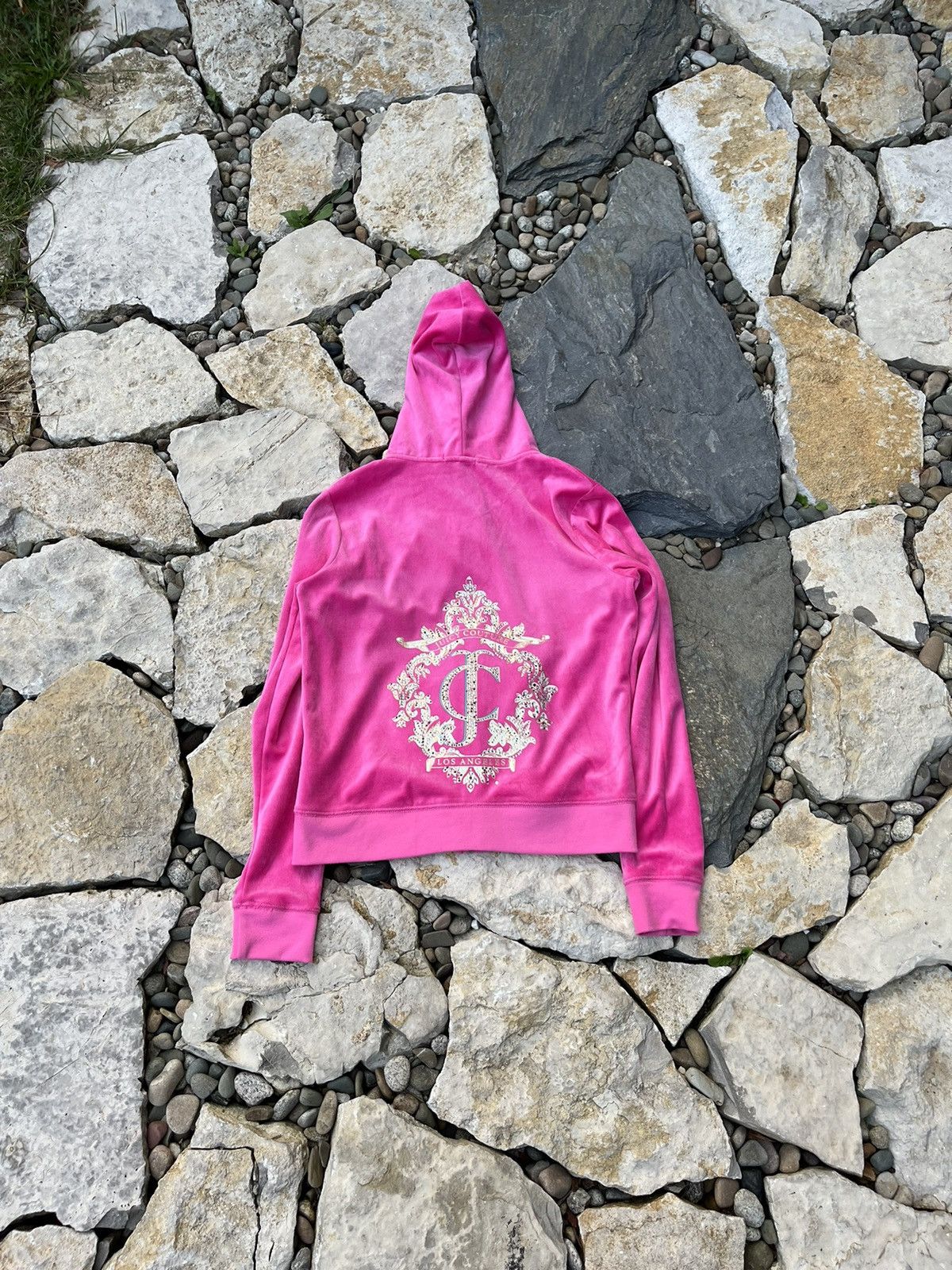 Juicy Couture × Vintage Vintage Juicy Couture y2k velvet zip hoodie basic sweatshirt Size L / US 10 / IT 46 - 1 Thumbnail