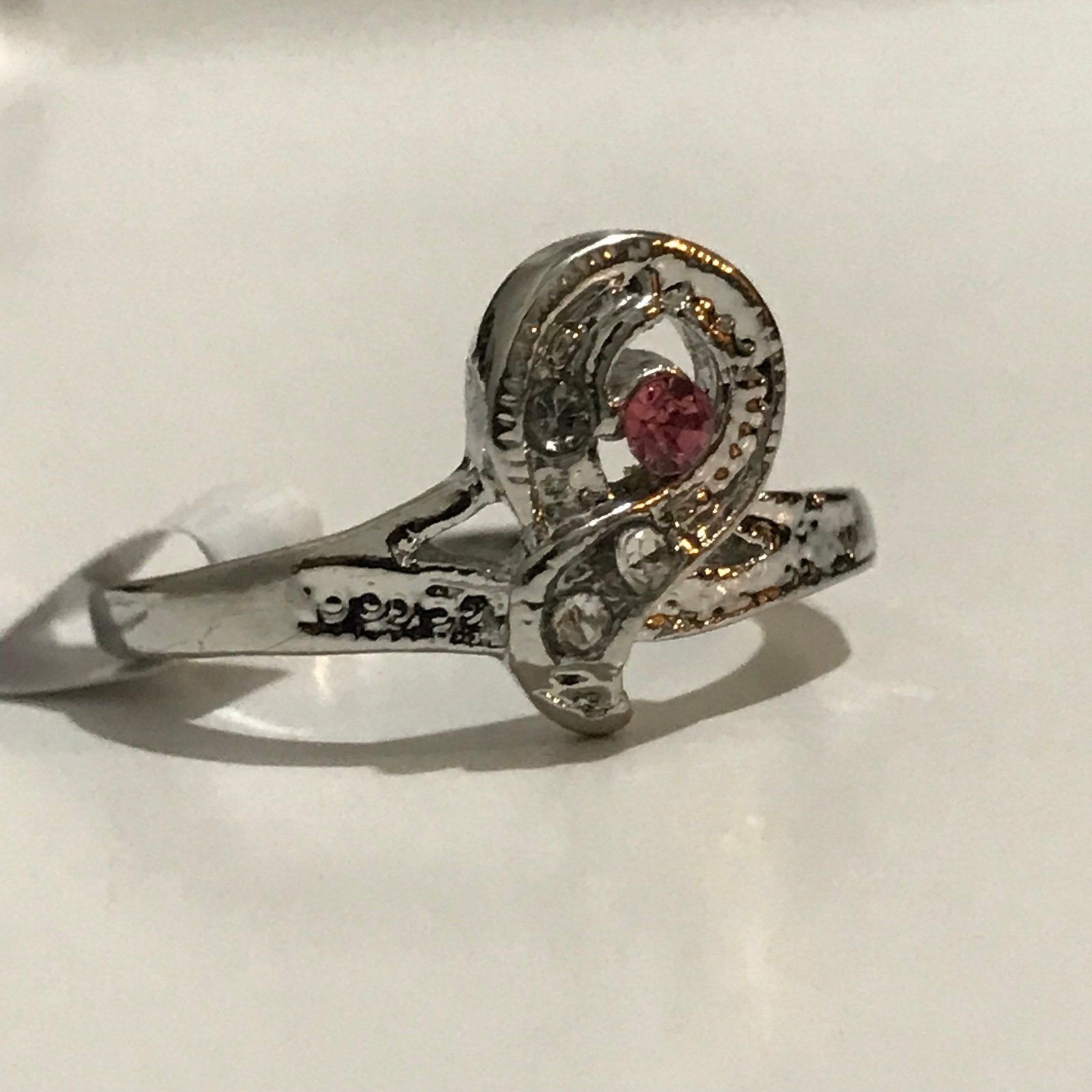 Other Pink Rhinestone Ring With Silver Tone Ring Size 10 Size ONE SIZE - 2 Thumbnail