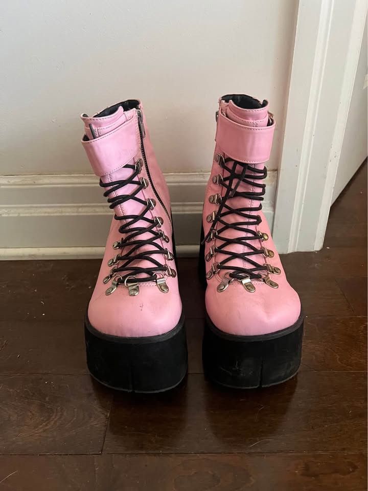 Demonia Cult Pink & Black Demonia Platforms Size US 10 / IT 40 - 1 Thumbnail