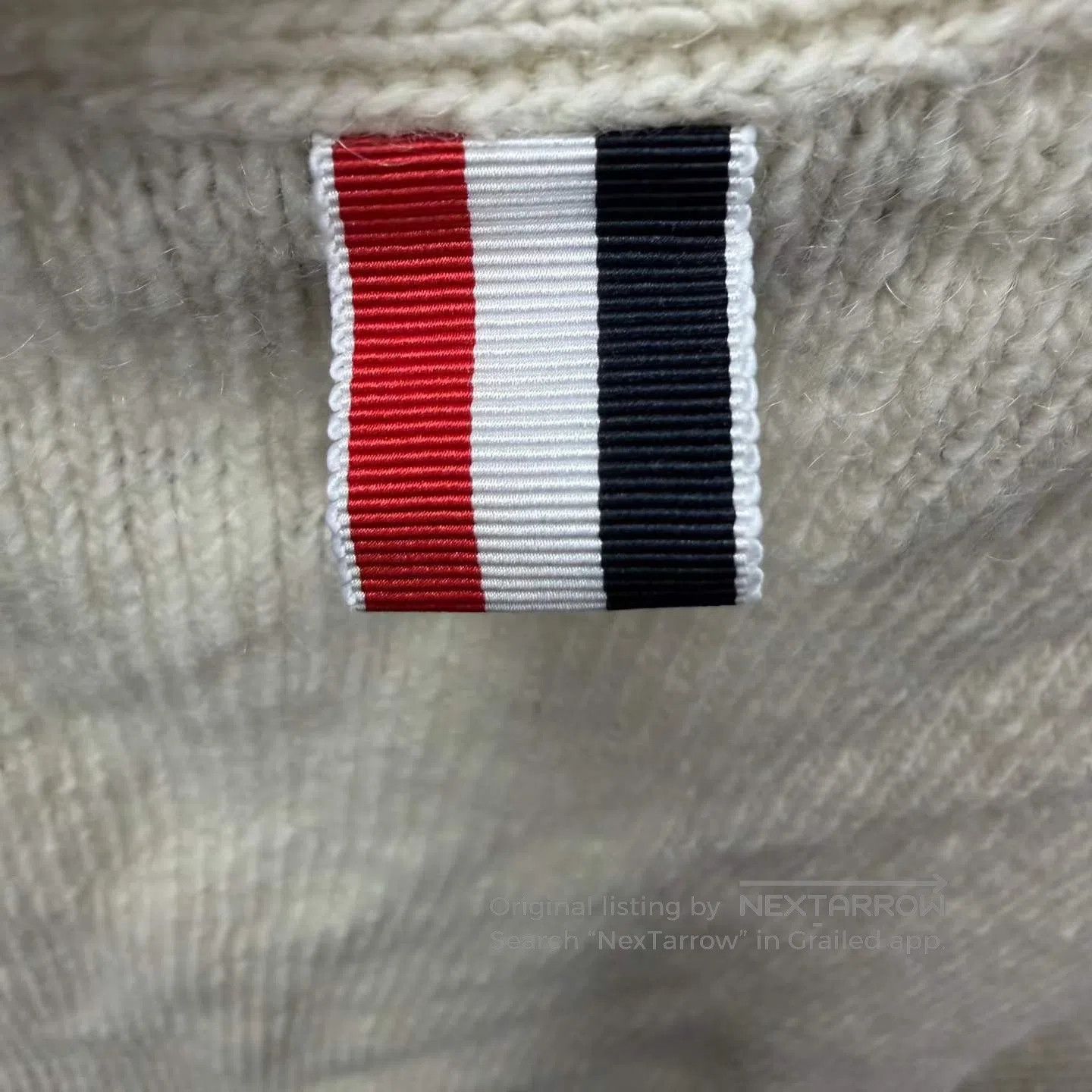 Thom Browne Thom Browne Beige Four-Bar Pocket Wool Cardigan| Size US S / EU 44-46 / 1 - 6 Thumbnail