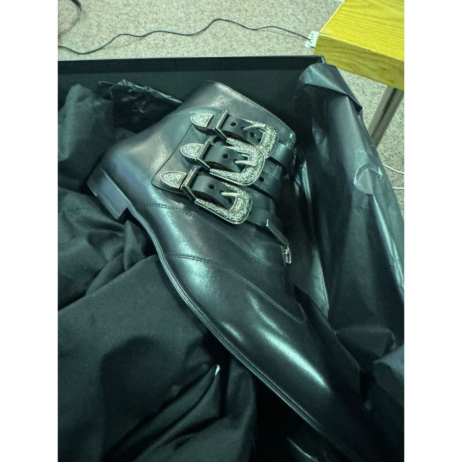 Saint Laurent Paris o1rshd1 Goth leather buckle Boots Stan in Black Size US 12 / EU 45 - 11 Thumbnail