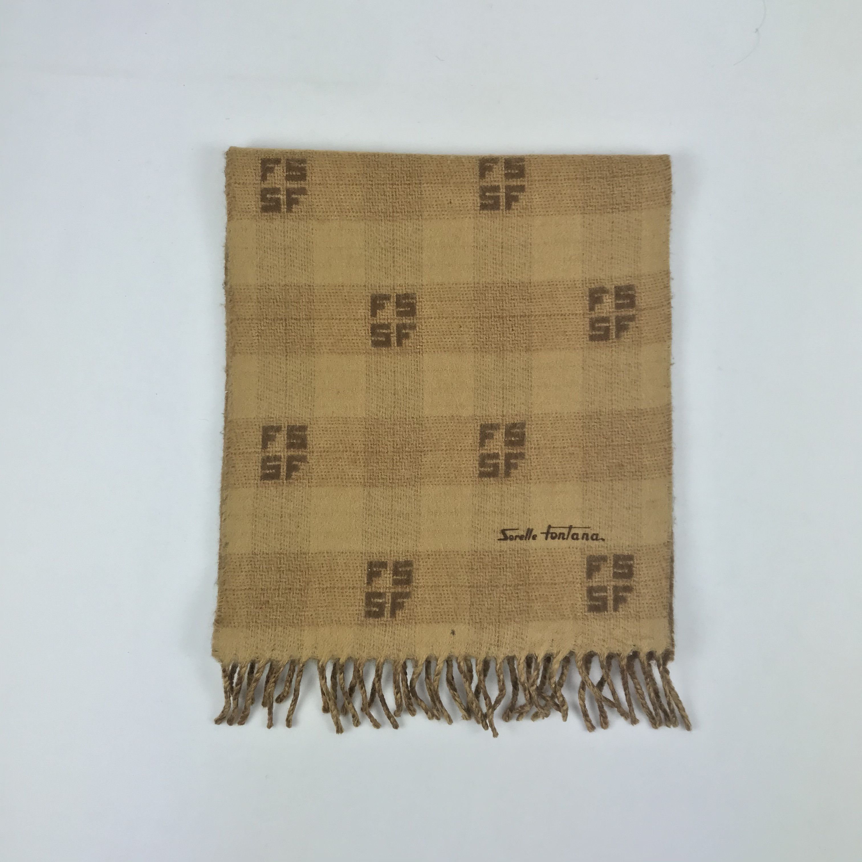 Vintage Vintage Sorella Fontana Scarf Wool Muffler Cashmere Scarves Size ONE SIZE - 2 Thumbnail