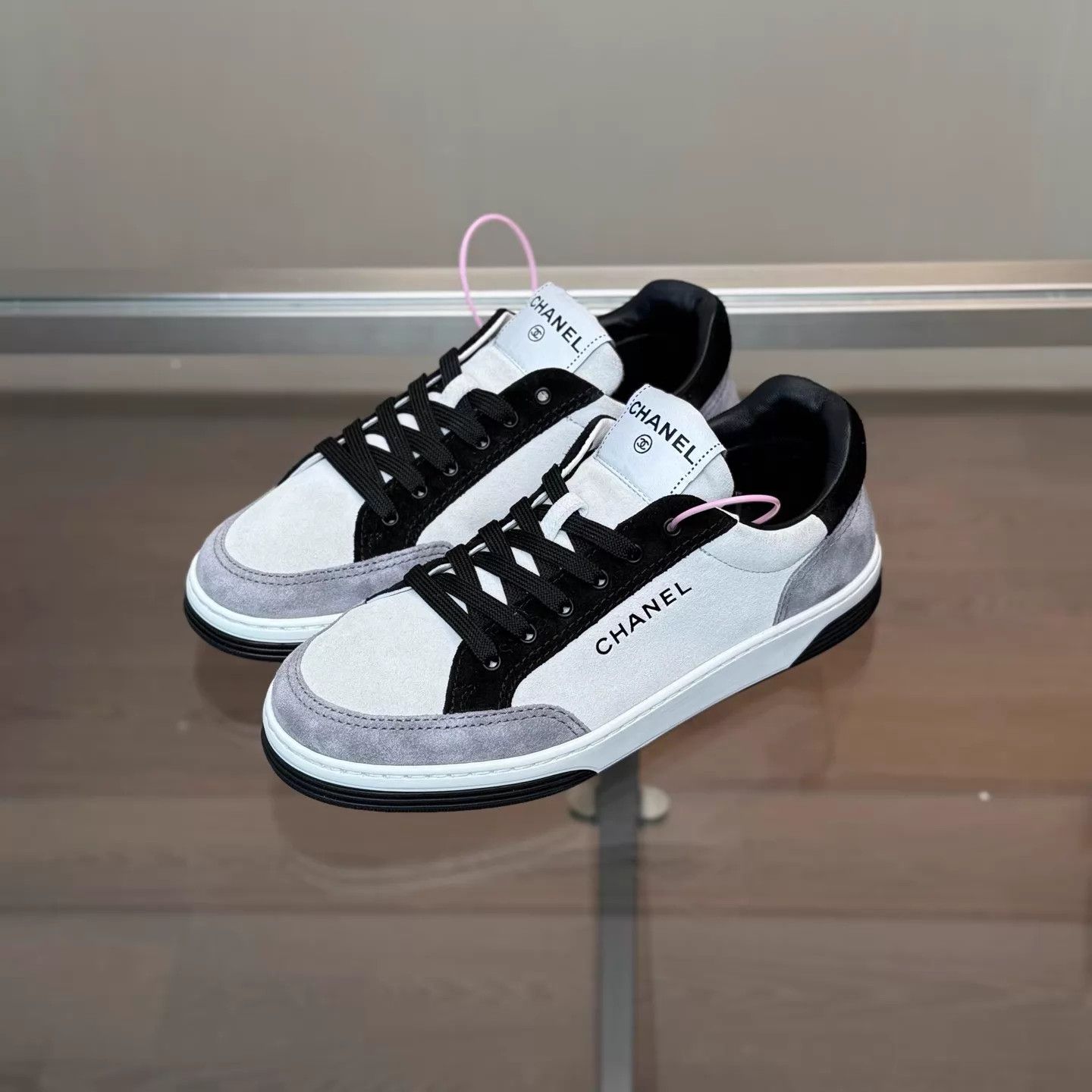 Chanel Chanel 24S Black/White/Gray Suede Color Blocked Sneaker 36 Size US 5.5 / IT 35.5 - 1 Thumbnail
