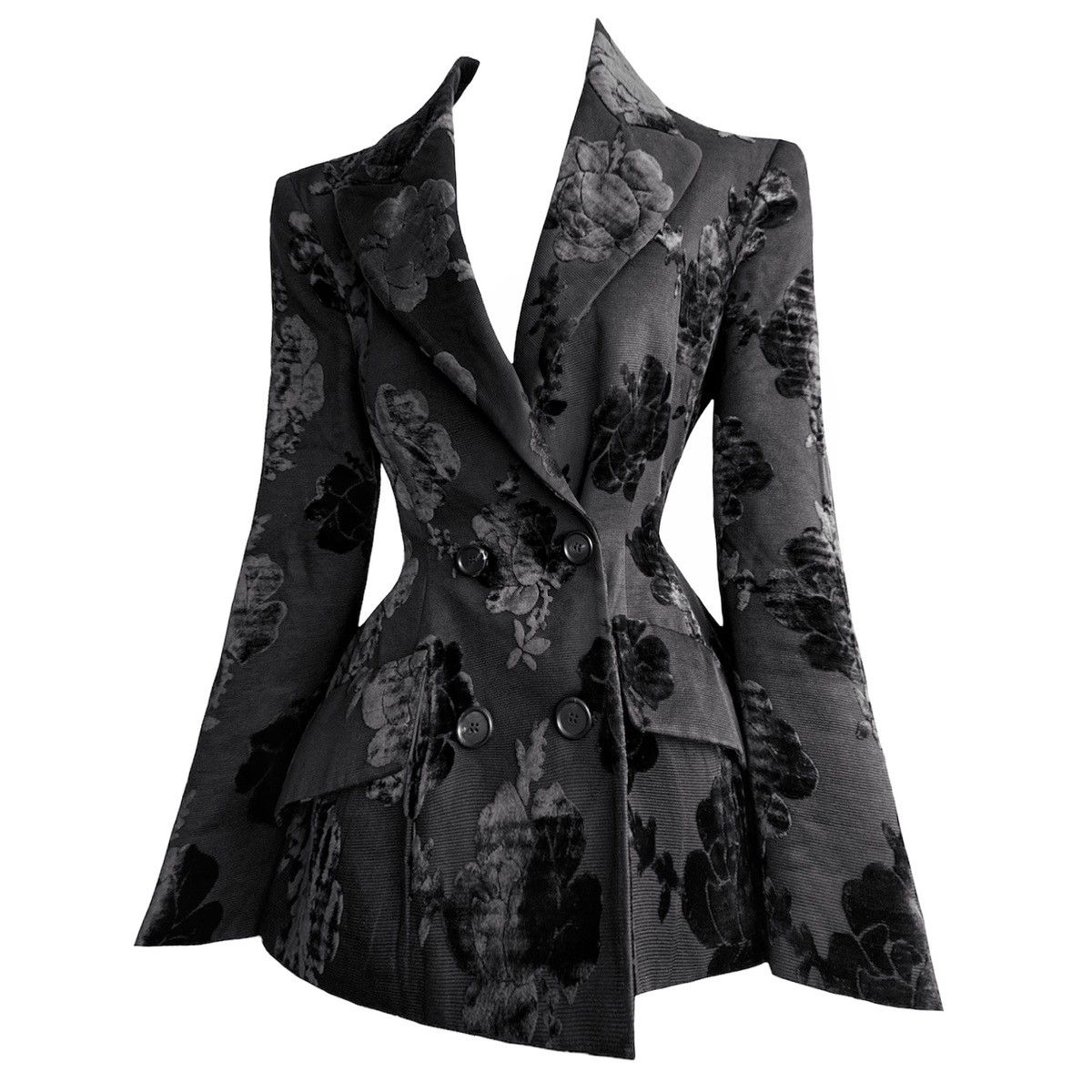 Prada Prada F/W 2009 Runway Black Silk Velvet Floral Jacket Size S / US 4 / IT 40 - 2 Thumbnail