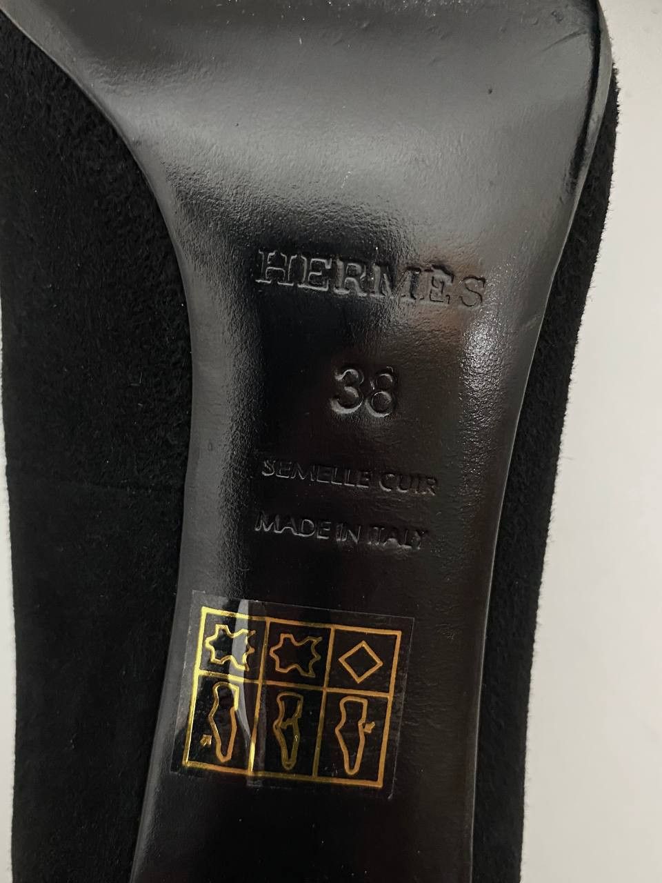 Hermes Hermes Collier Chien Black Suede Leather Silver Logo Heels Size US 7 / IT 37 - 11 Thumbnail