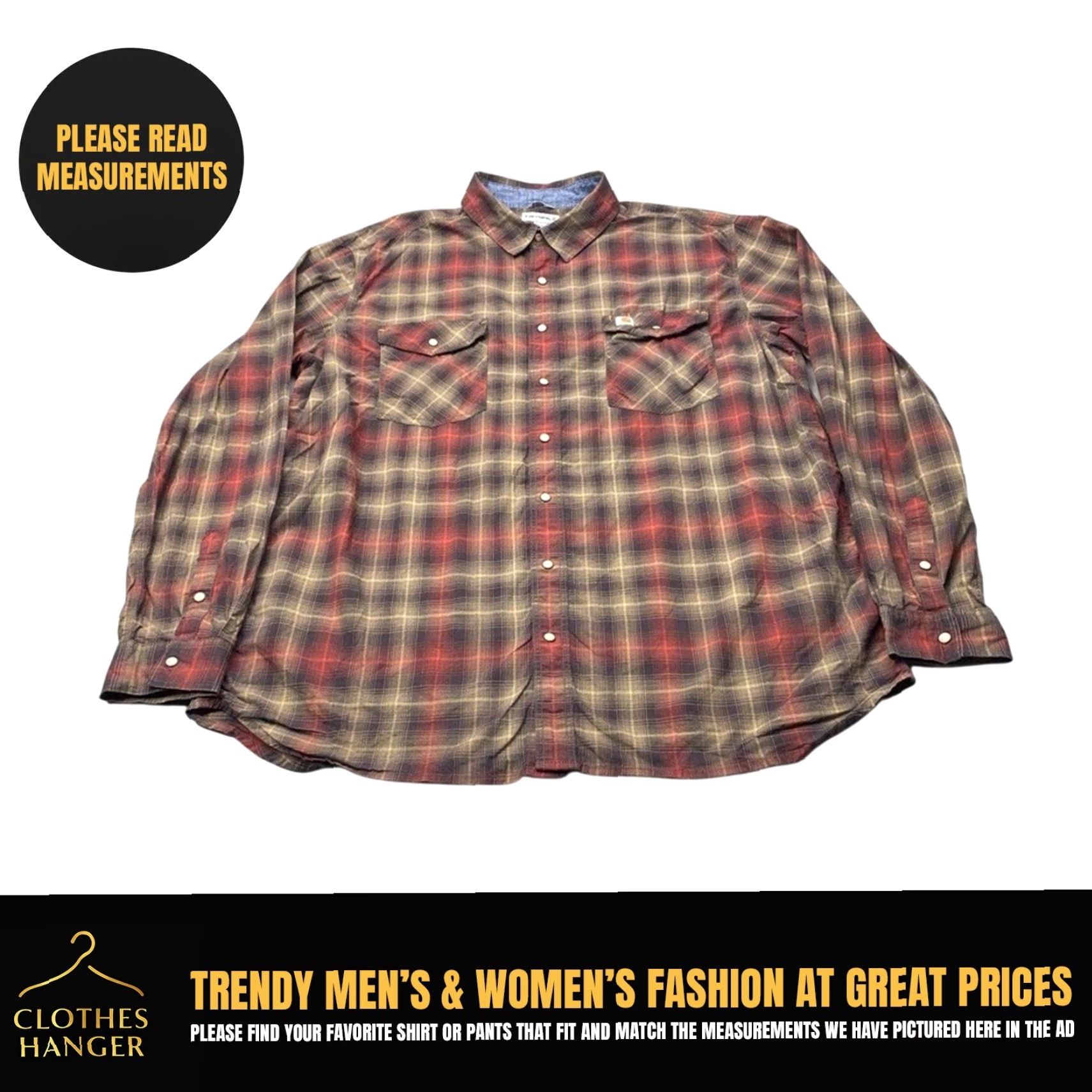 Carhartt Carhartt Rugged Flex Mens 2XL Regular Fit Shirt Brown Plaid Pearl Snap Pockets Size US XXL / EU 58 / 5 - 2 Thumbnail