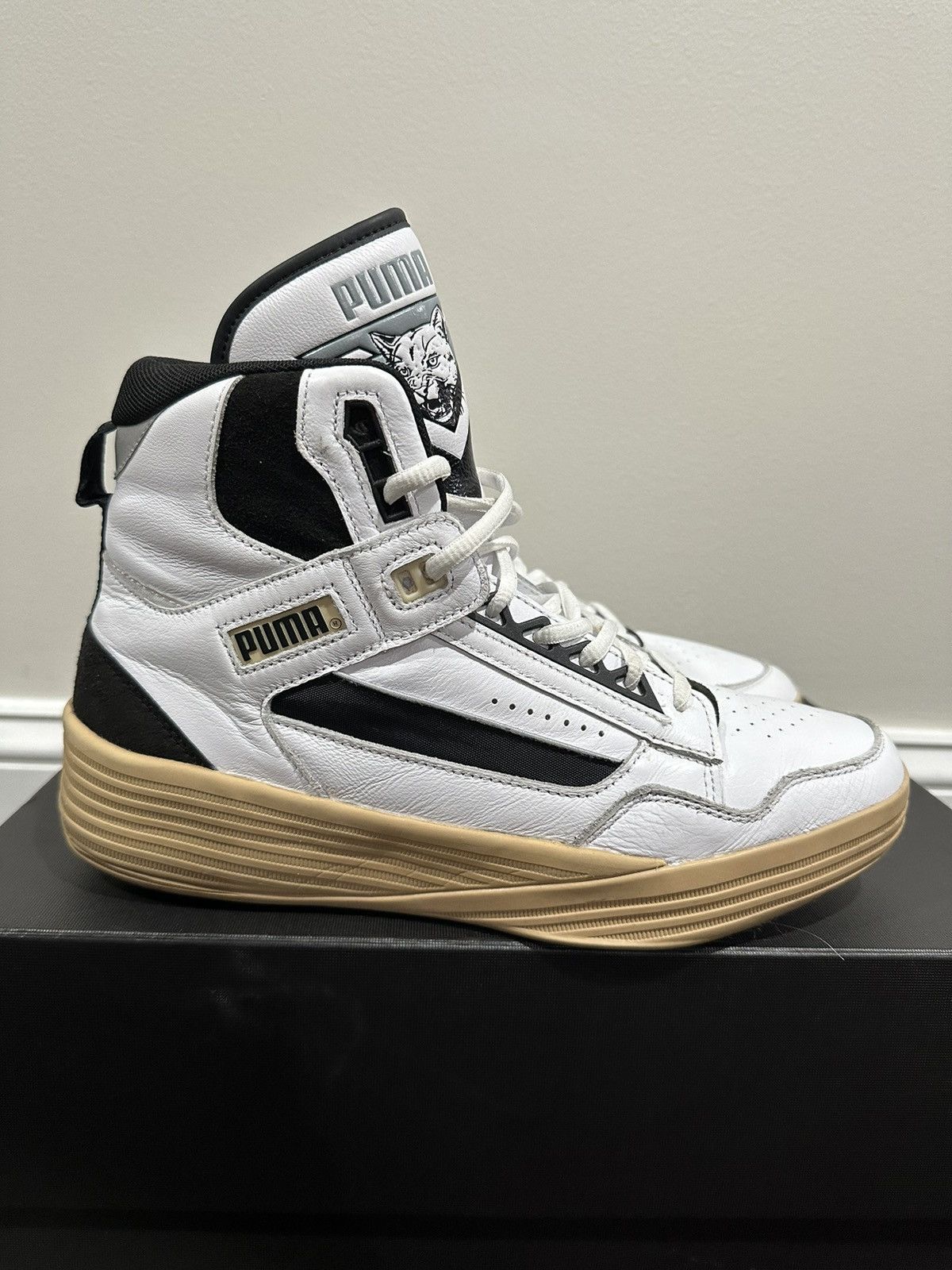 NBA Puma x Rhude x Kuzma Mid White/Black Clyde all-Pro Sneaker Size US 10 / EU 43 - 3 Thumbnail