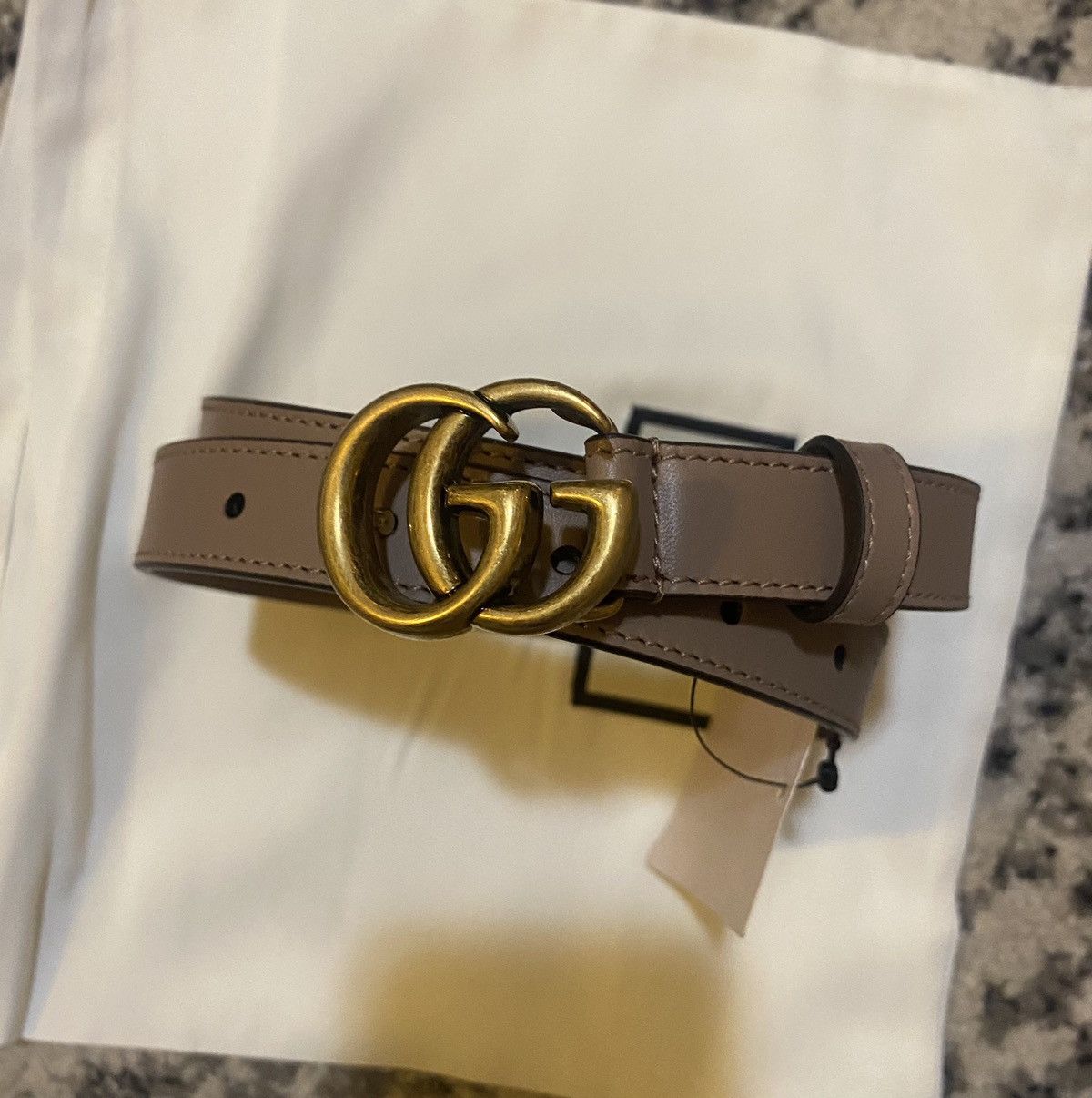 Gucci Leather Belt with Double G Buckle size 95 Accessories