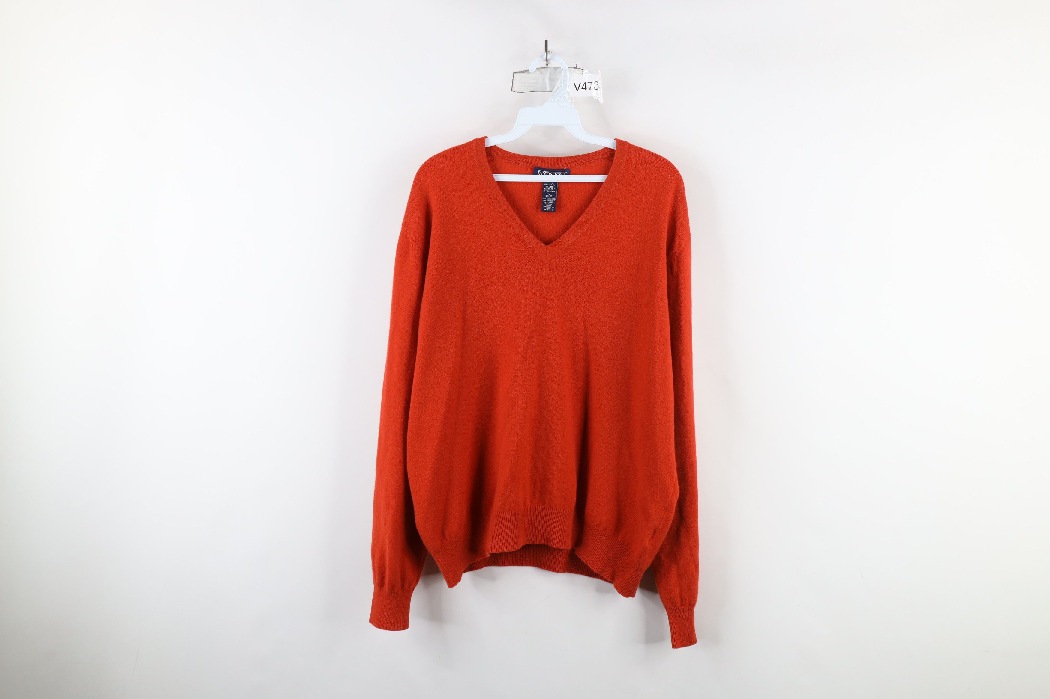 Lands' End × Vintage Vintage 90s Lands End Cashmere Knit V-Neck Sweater Orange Size L / US 10 / IT 46 - 1 Thumbnail