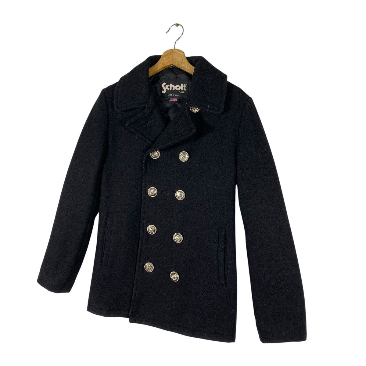 Schott × Vintage Vintage Schott Nyc Peacoat Wool Button Jacket Size 36 Size XS / US 0-2 / IT 36-38 - 2 Thumbnail
