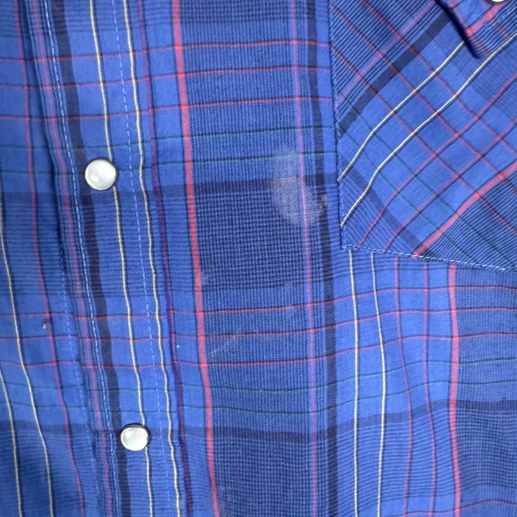 Vintage VINTAGE Ely Cattleman Button-Down Shirt Blue Western Cowboy Short Sleeve XL Men's Stain on front Size US XL / EU 56 / 4 - 3 Thumbnail