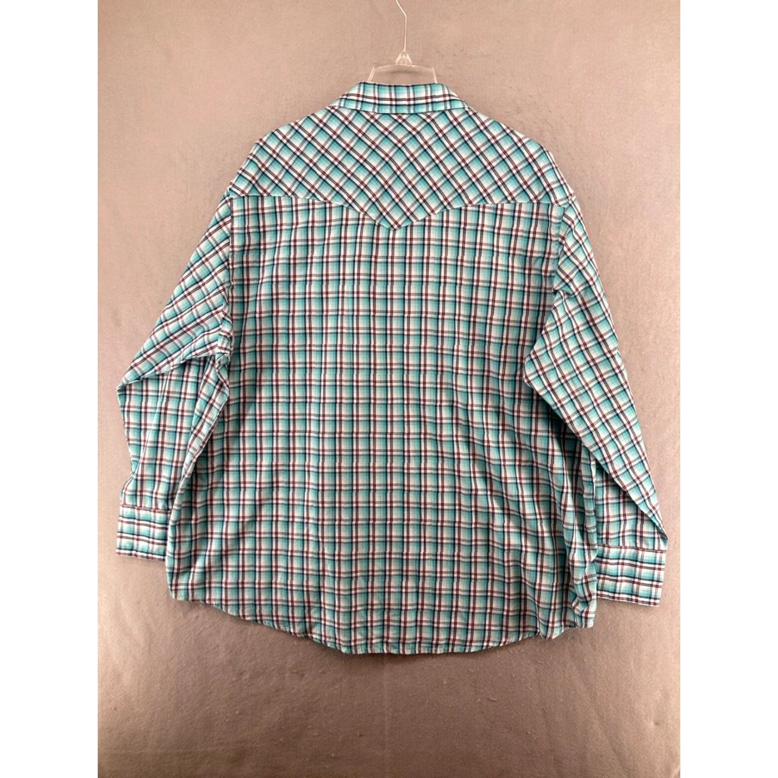 Wrangler Wrangler Western Shirt Mens 2XL Plaid Teal Button-Up Snap Pearl Cowboy Shirt Size US XXL / EU 58 / 5 - 7 Thumbnail