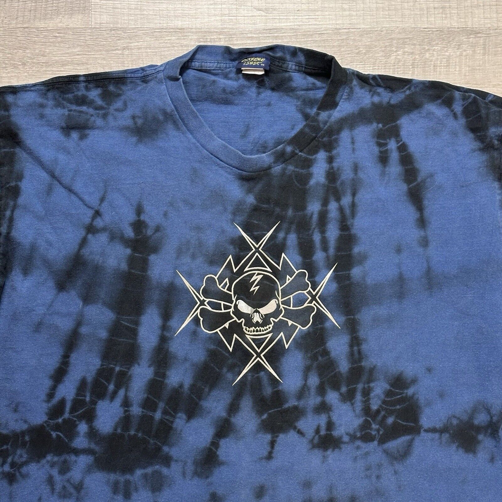 Vintage Y2K Extreme Limit Skull & Bones Long Sleeve Shirt Tie Dye Size US XL / EU 56 / 4 - 5 Thumbnail