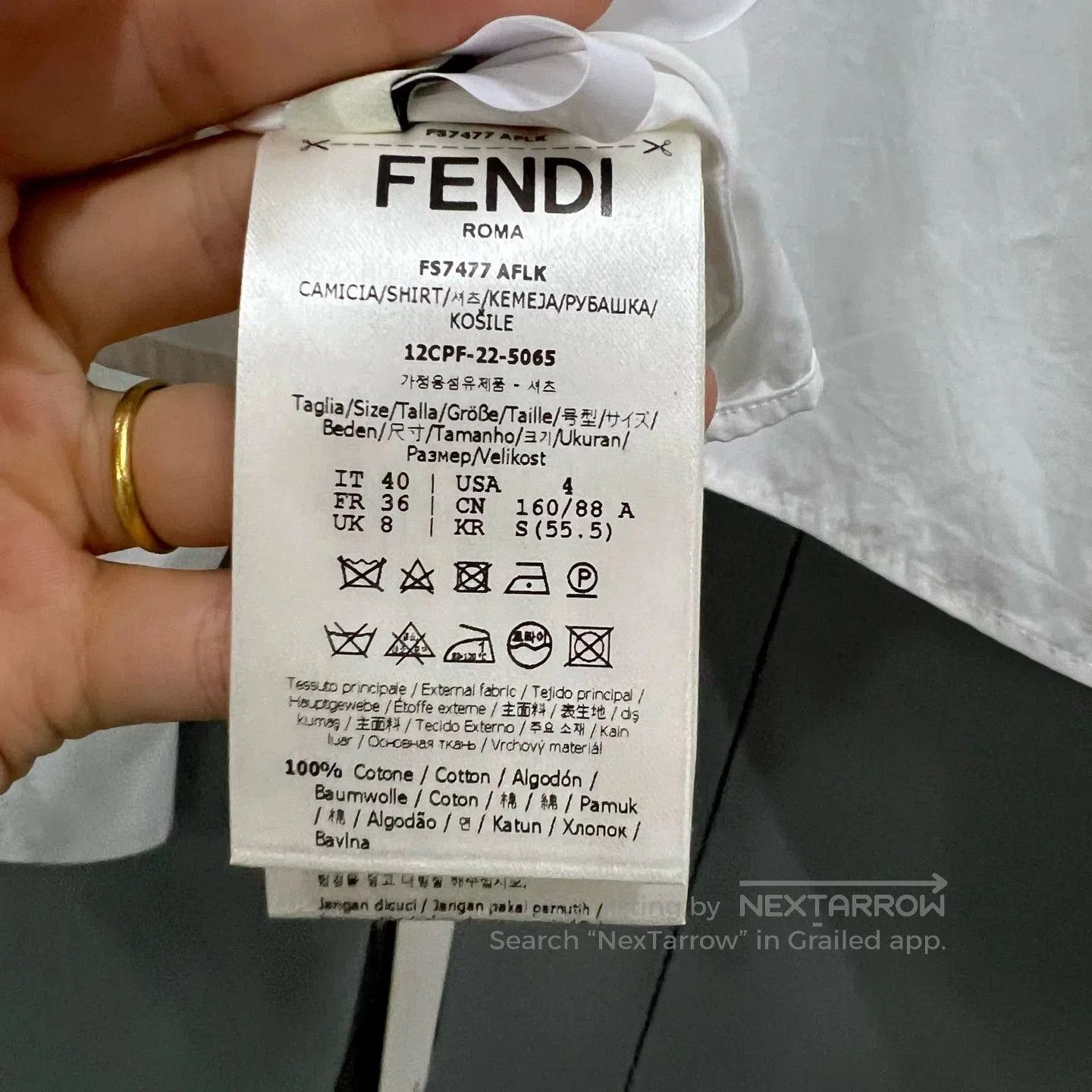 Fendi FENDI White Cropped Long-Sleeve Shirt. Size S / US 4 / IT 40 - 5 Thumbnail