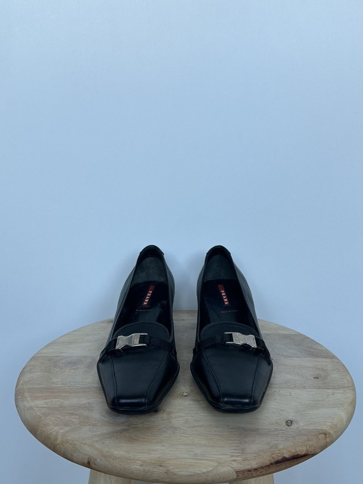 Prada Prada Black Leather Kitten Heel Pumps EU 36.5 Size US 5.5 / IT 35.5 - 2 Thumbnail