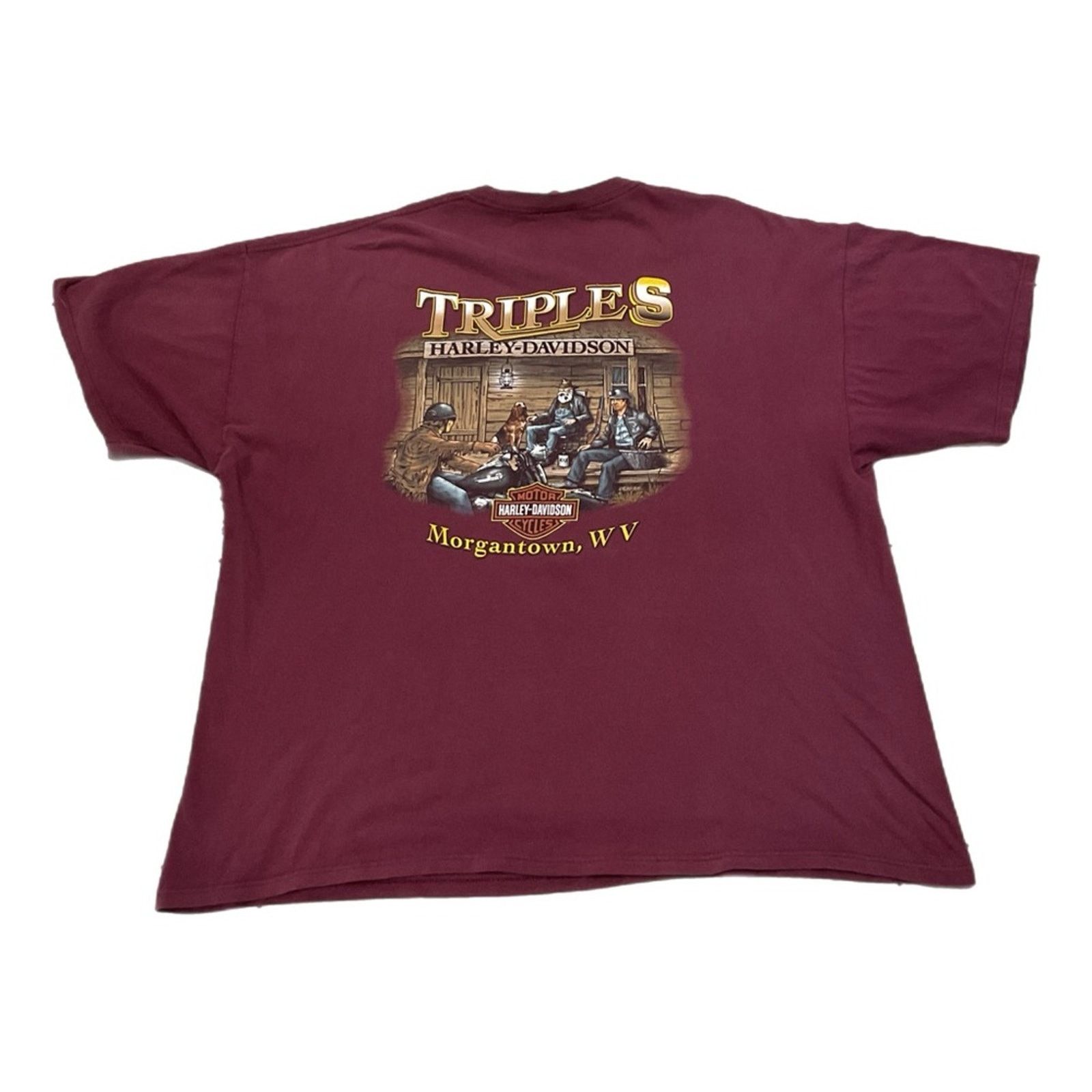 Harley Davidson Harley-Davidson Triples Morgantown WV Maroon T-Shirt Size US XXL / EU 58 / 5 - 2 Thumbnail