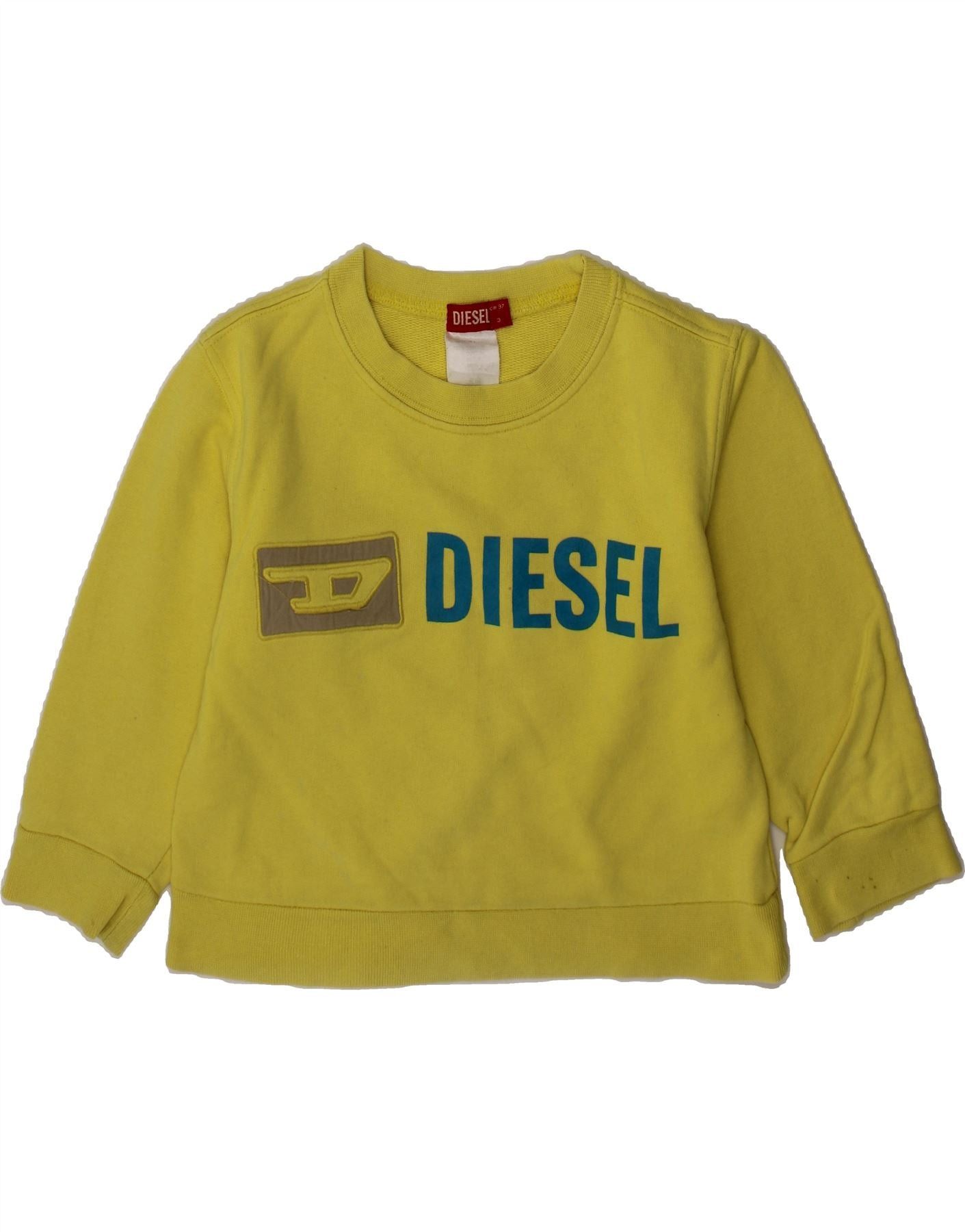 Diesel Girls Graphic Sweatshirt Jumper 2-3 Years Yellow Size XXS / US 00 / IT 34 - 1 Thumbnail