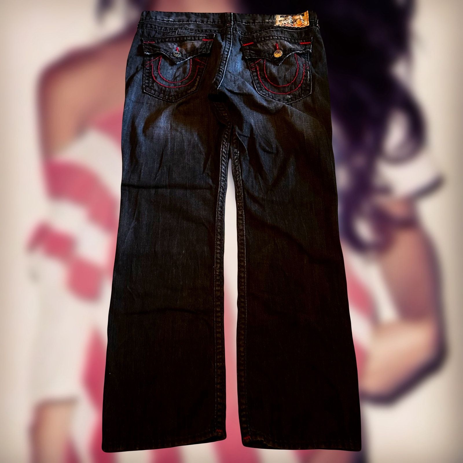 True Religion Black True Religion Baggy Jeans Red Super T Thick
