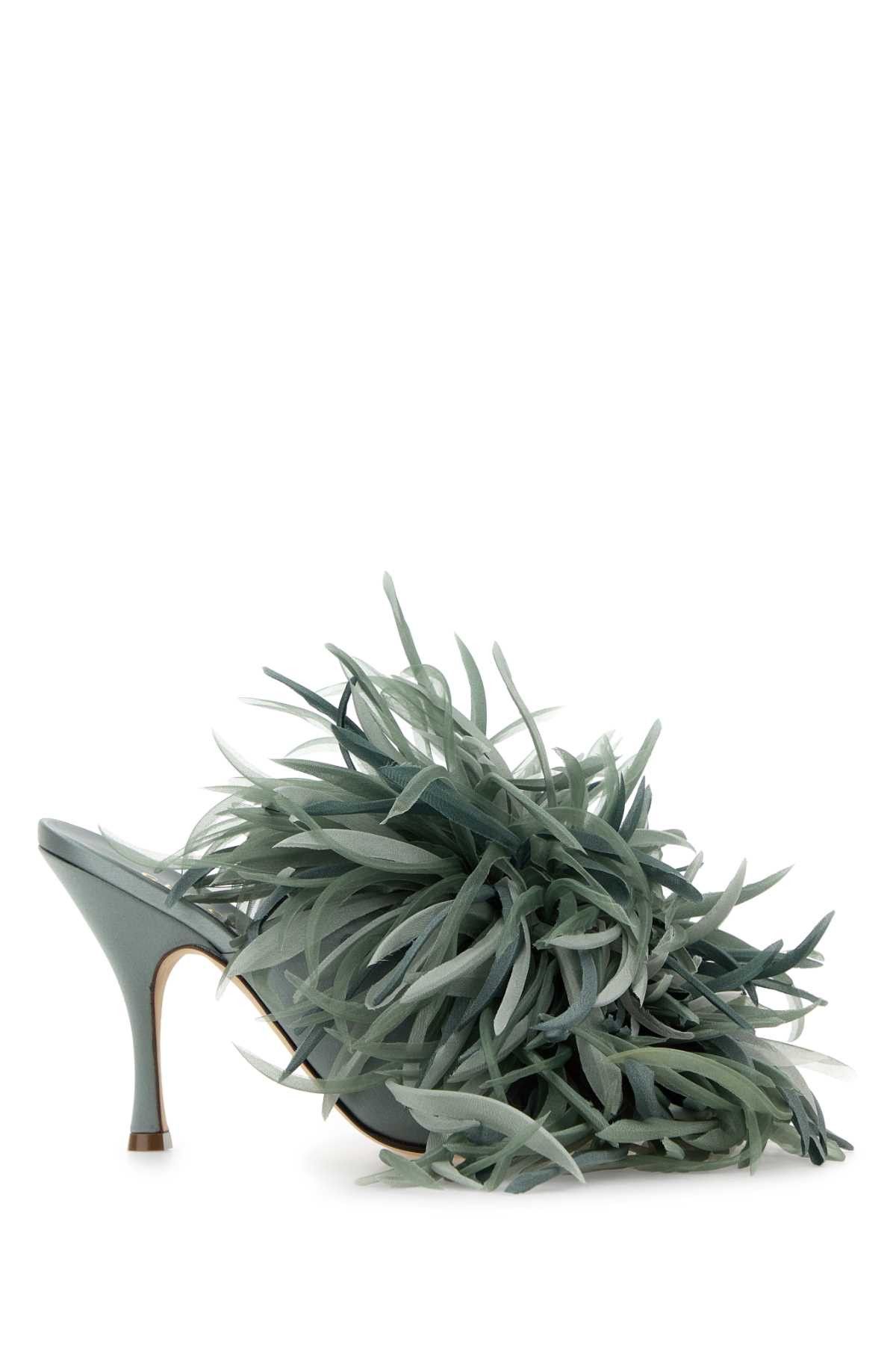 Gucci Sage Green Satin Mules Size US 9 / IT 39 - 1 Thumbnail