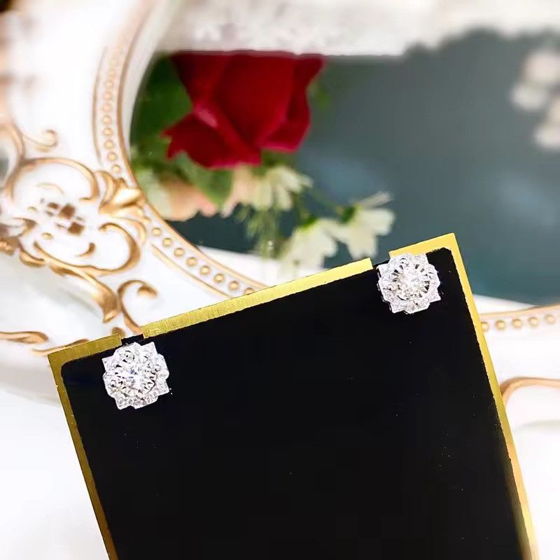 Jewelry Brass Cubic Zirconia Cushion Cut Halo Stud Earrings (Pair) Size ONE SIZE - 3 Thumbnail