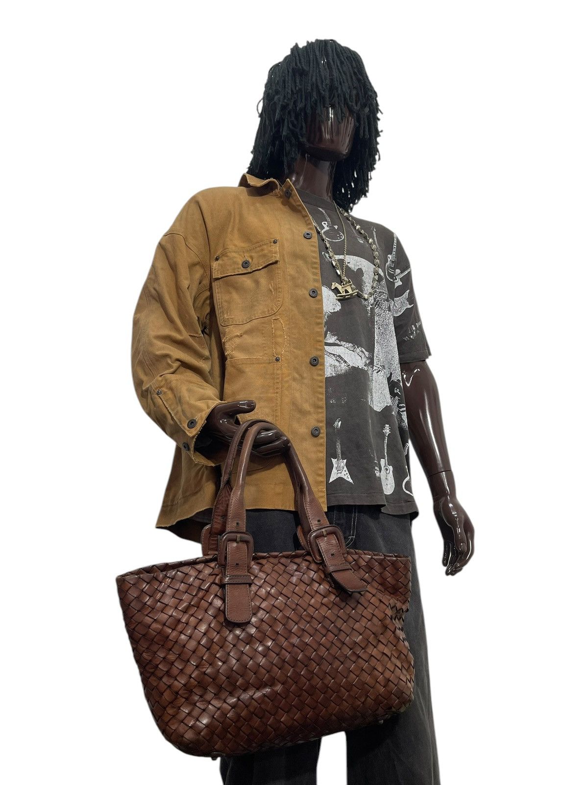 Genuine Leather Full Leather Patina Woven Sazaby Japan Tote Bag 1🟩6 Size ONE SIZE - 5 Thumbnail