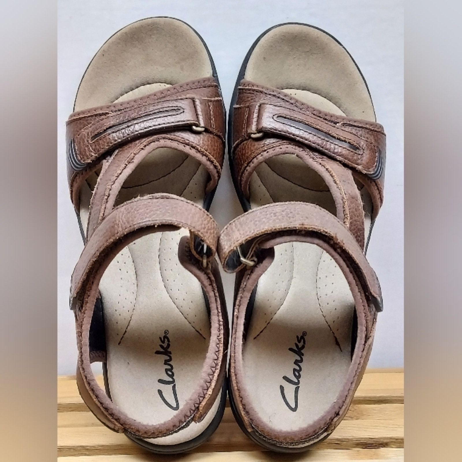 Clarks Clarks Womens Brown Rise Leather Sandals Size 8.5 Size US 8.5 / IT 38.5 - 3 Thumbnail