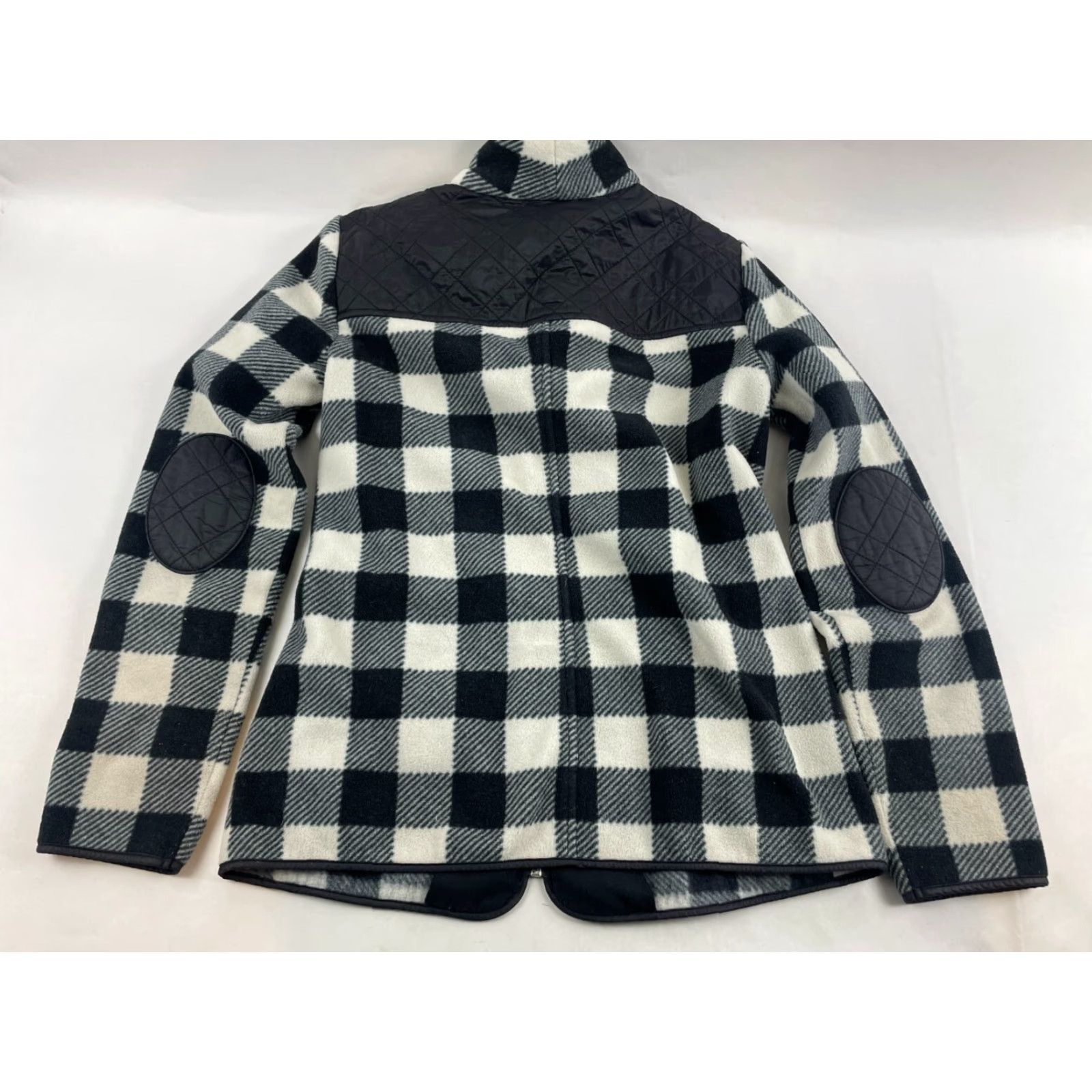 Talbots Talbots Sweater Women's XS Cream Black Fleece Full Zip Quilted Elbow Pads Plaid Modern Classic Womens XS Pullover Pattern: Plaid Size XS / US 0-2 / IT 36-38 - 2 Thumbnail