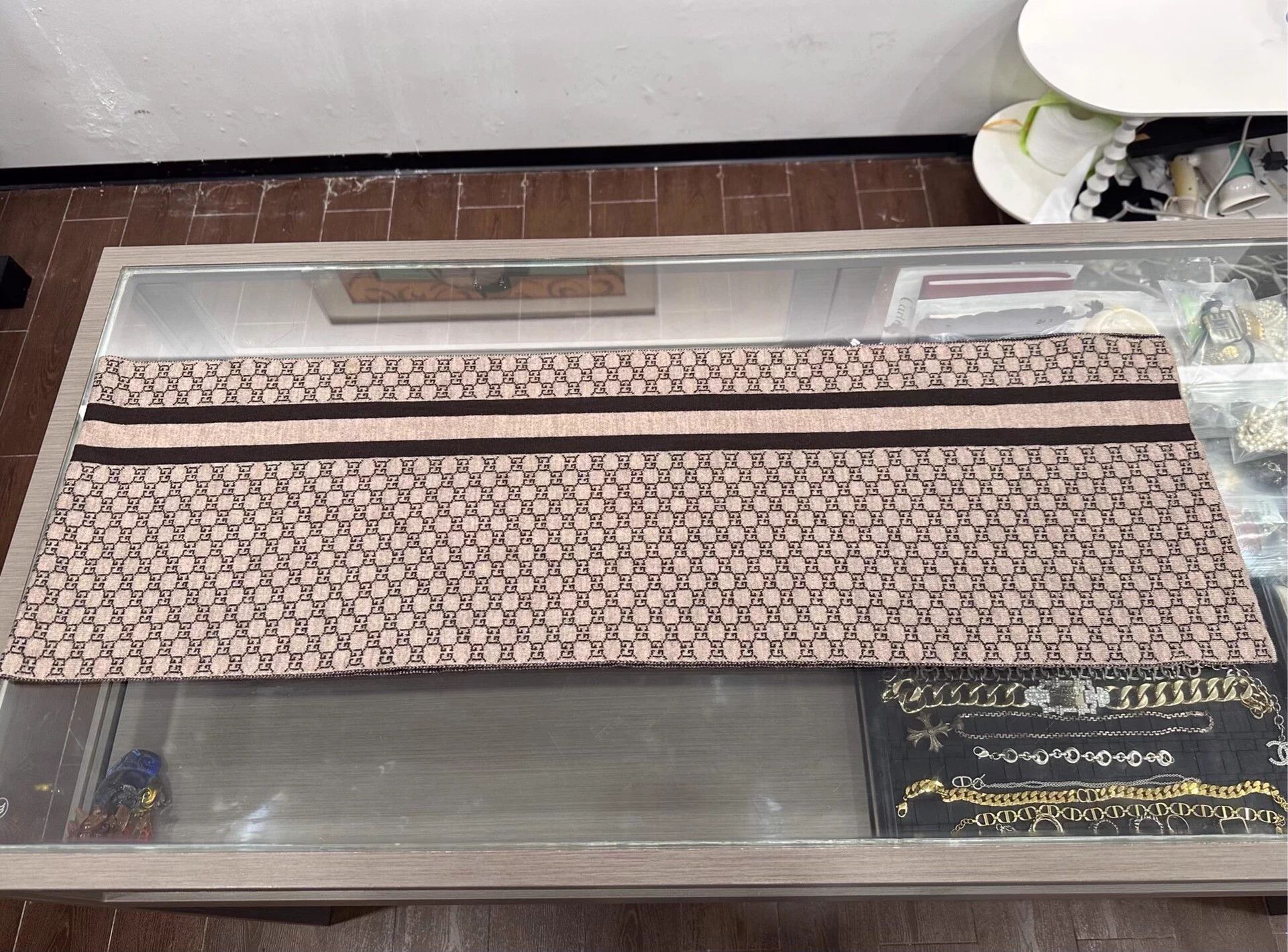 Gucci Gucci Brown Black GG Logo Wool Scarf 30x200cm New Size ONE SIZE - 4 Thumbnail