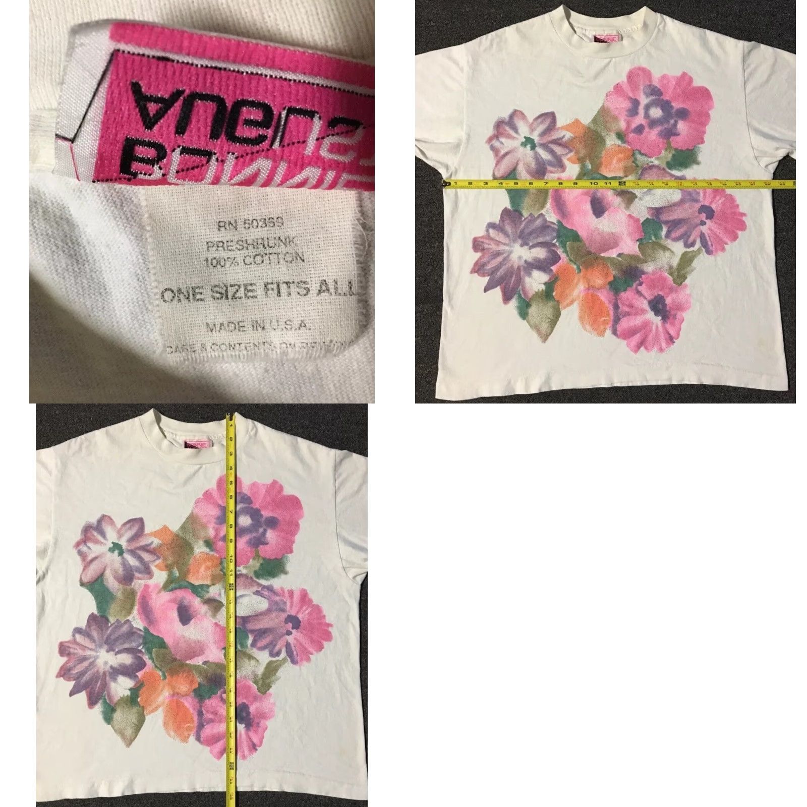 Vintage VINTAGE 90s Abstract Flower Art Faded Shirt S USA AOP Single Stitch Unisex T-Shirt White Small USA Hip Hop Surf Skate Grunge 80s 90s Flower Art Size US S / EU 44-46 / 1 - 10 Thumbnail