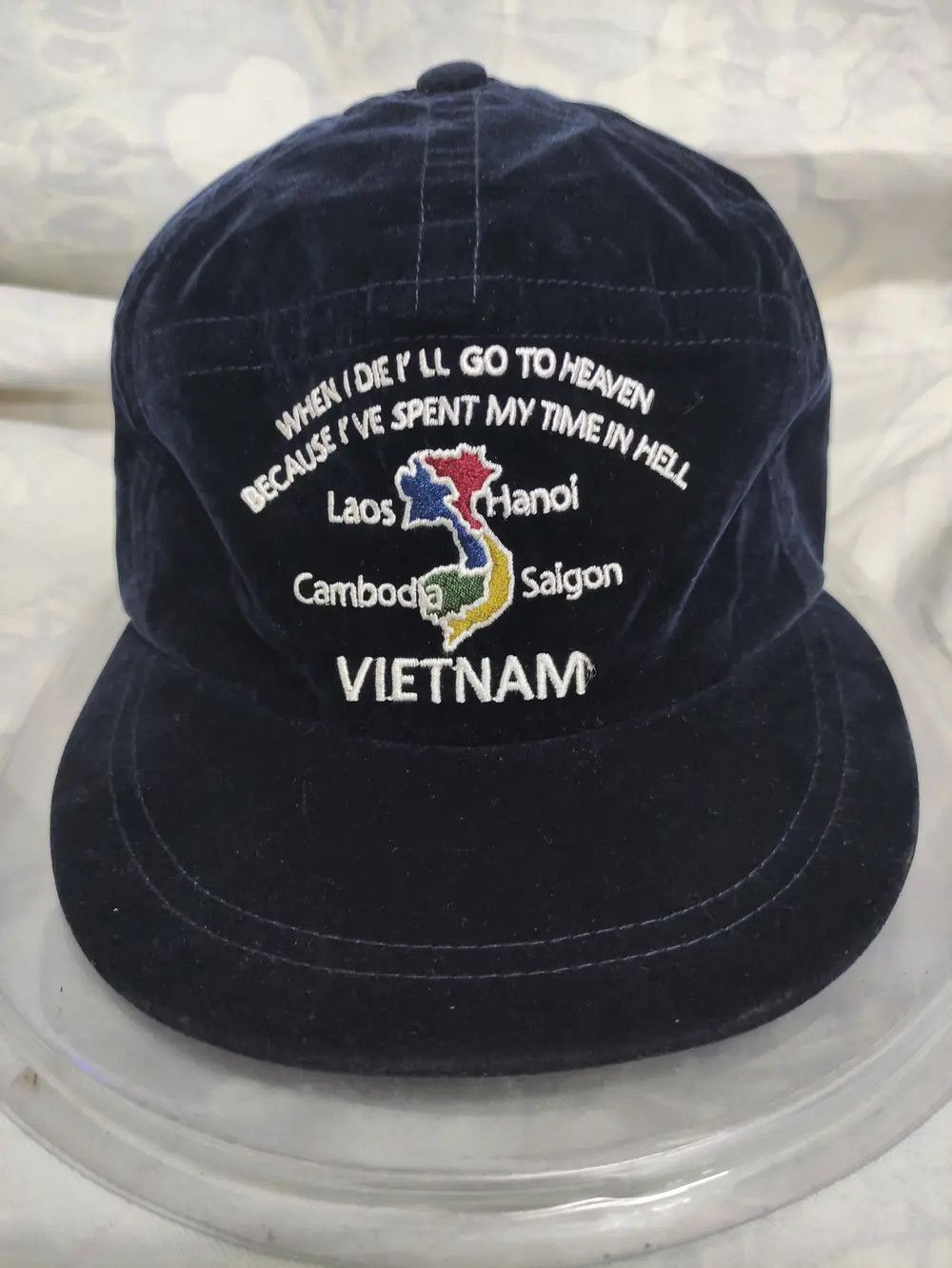 Japanese Brand BASIQUENTI SUKAJAN SOUVENIR VIETNAM WAR VELVET VINTAGE CAP Size ONE SIZE - 2 Thumbnail